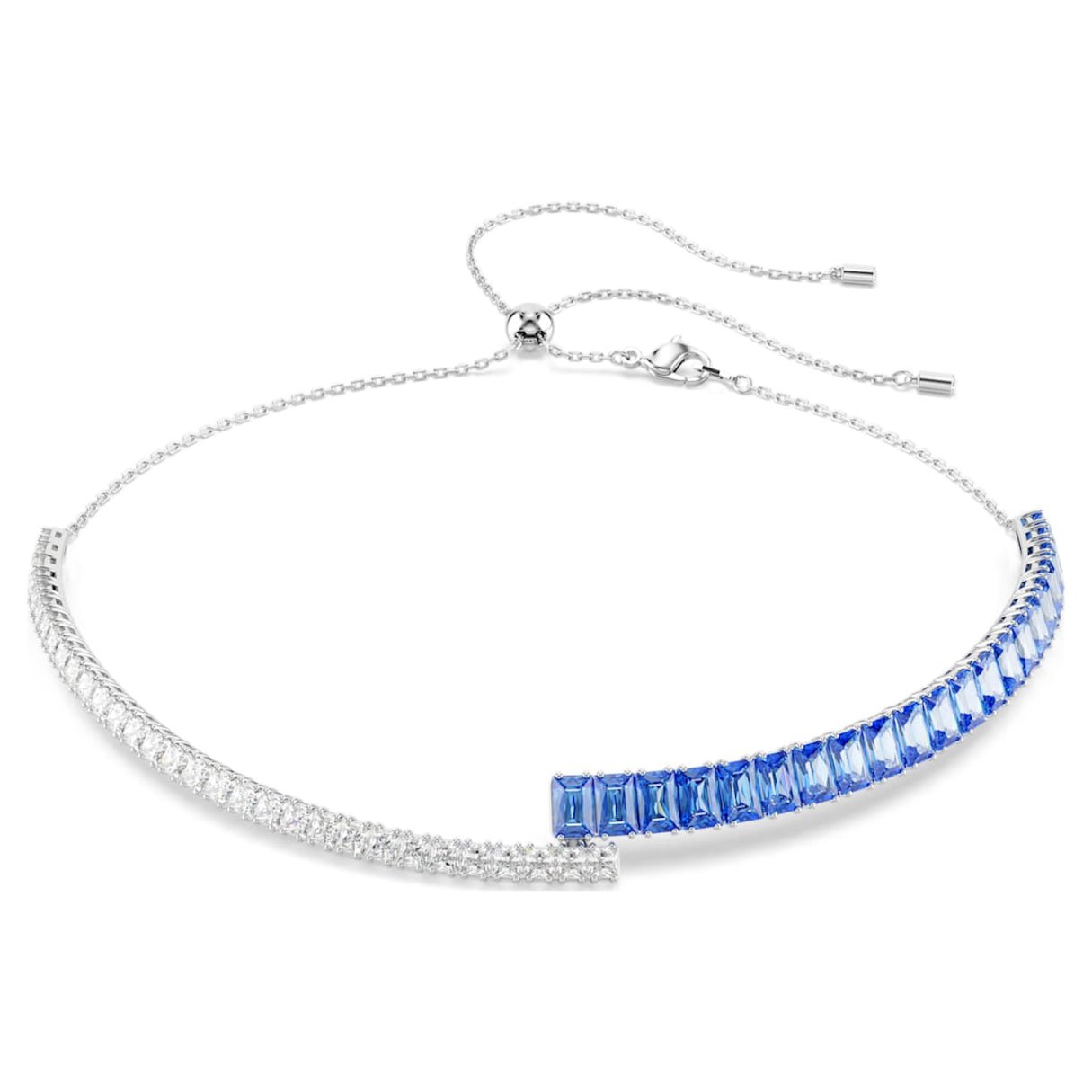 Matrix choker Mixed cuts, Blue, Rhodium plated -Swarovski