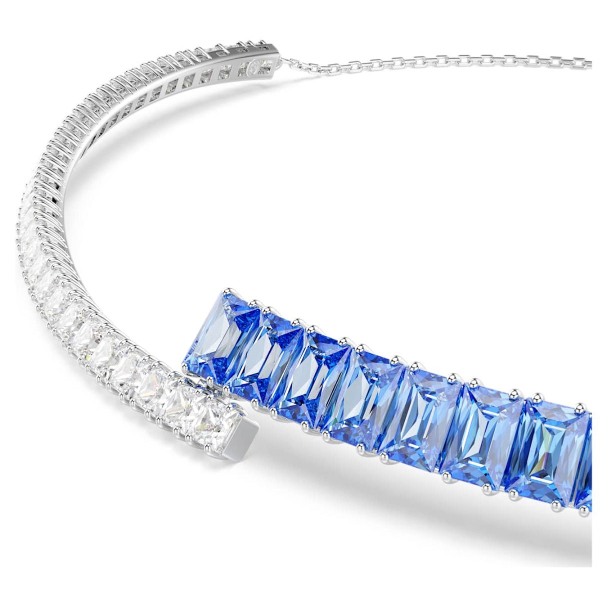Matrix choker Mixed cuts, Blue, Rhodium plated -Swarovski