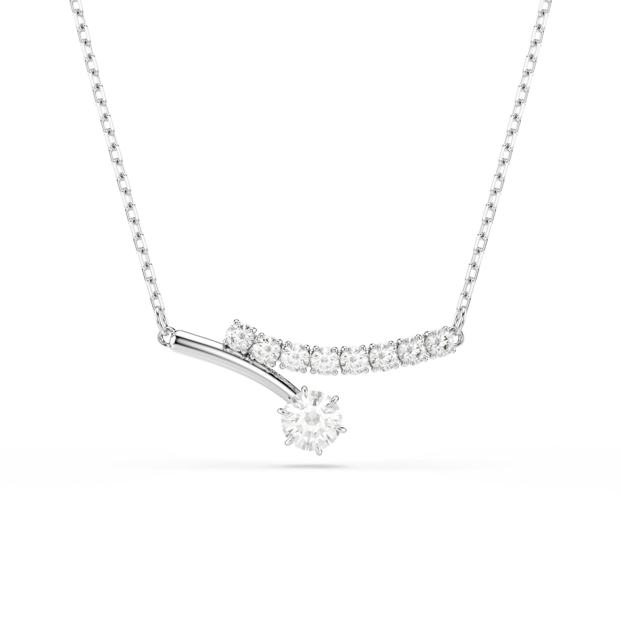 Matrix Crash necklace, Round cut, White, Rhodium plated - Swarovski