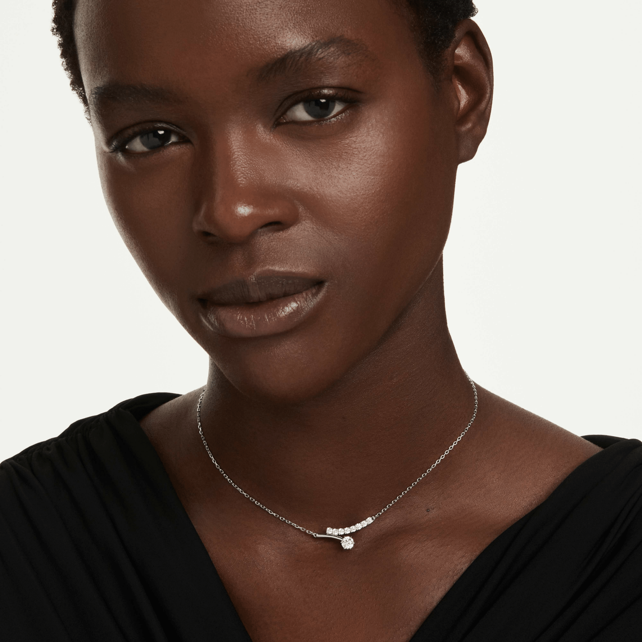 Matrix Crash necklace, Round cut, White, Rhodium plated - Swarovski