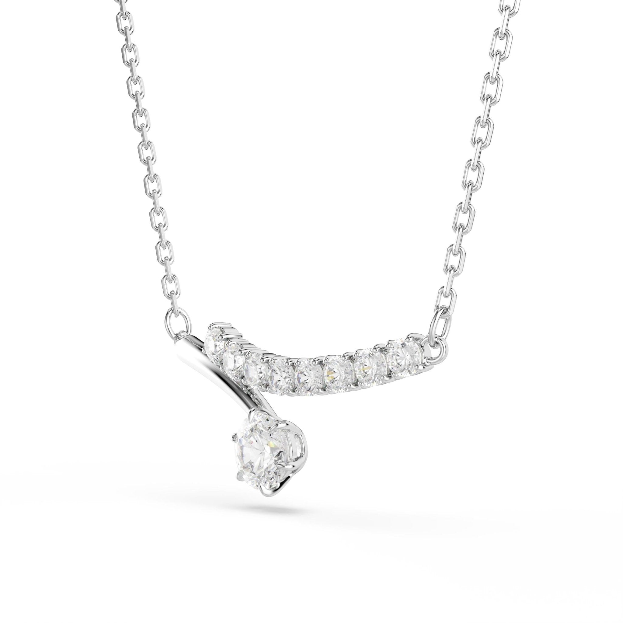 Matrix Crash necklace, Round cut, White, Rhodium plated - Swarovski