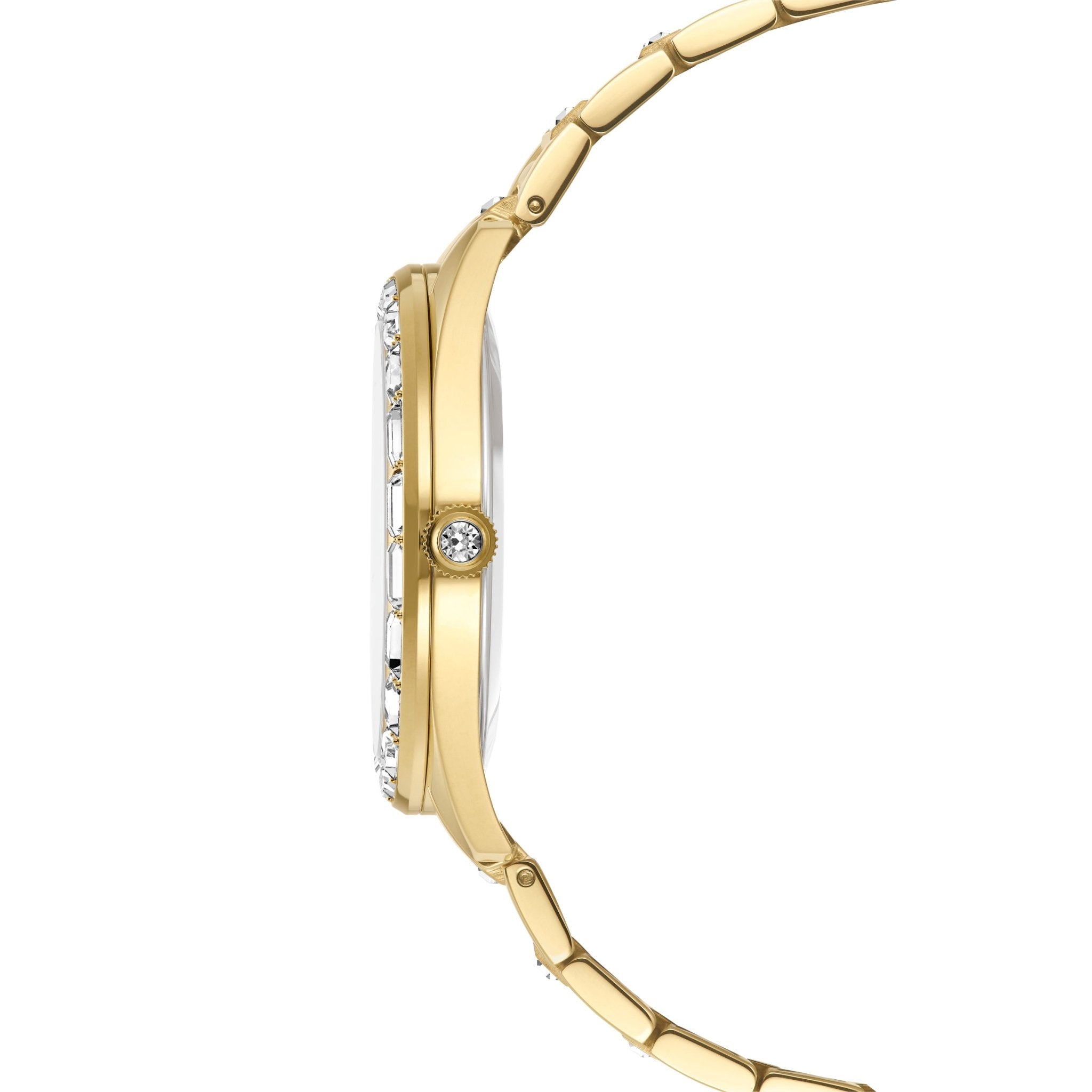 Matrix date watch, Swiss Made, Metal bracelet, Gold tone, Gold-tone finish -Swarovski