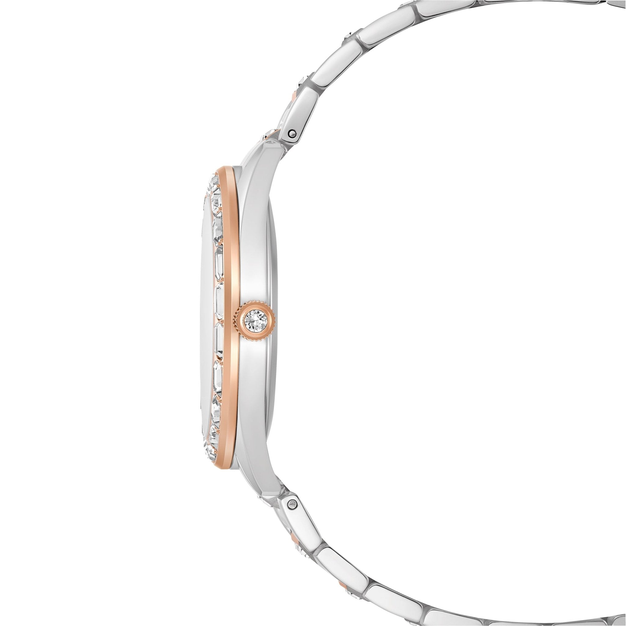 Matrix date watch, Swiss Made, Metal bracelet, Rose gold tone, Mixed metal finish -Swarovski