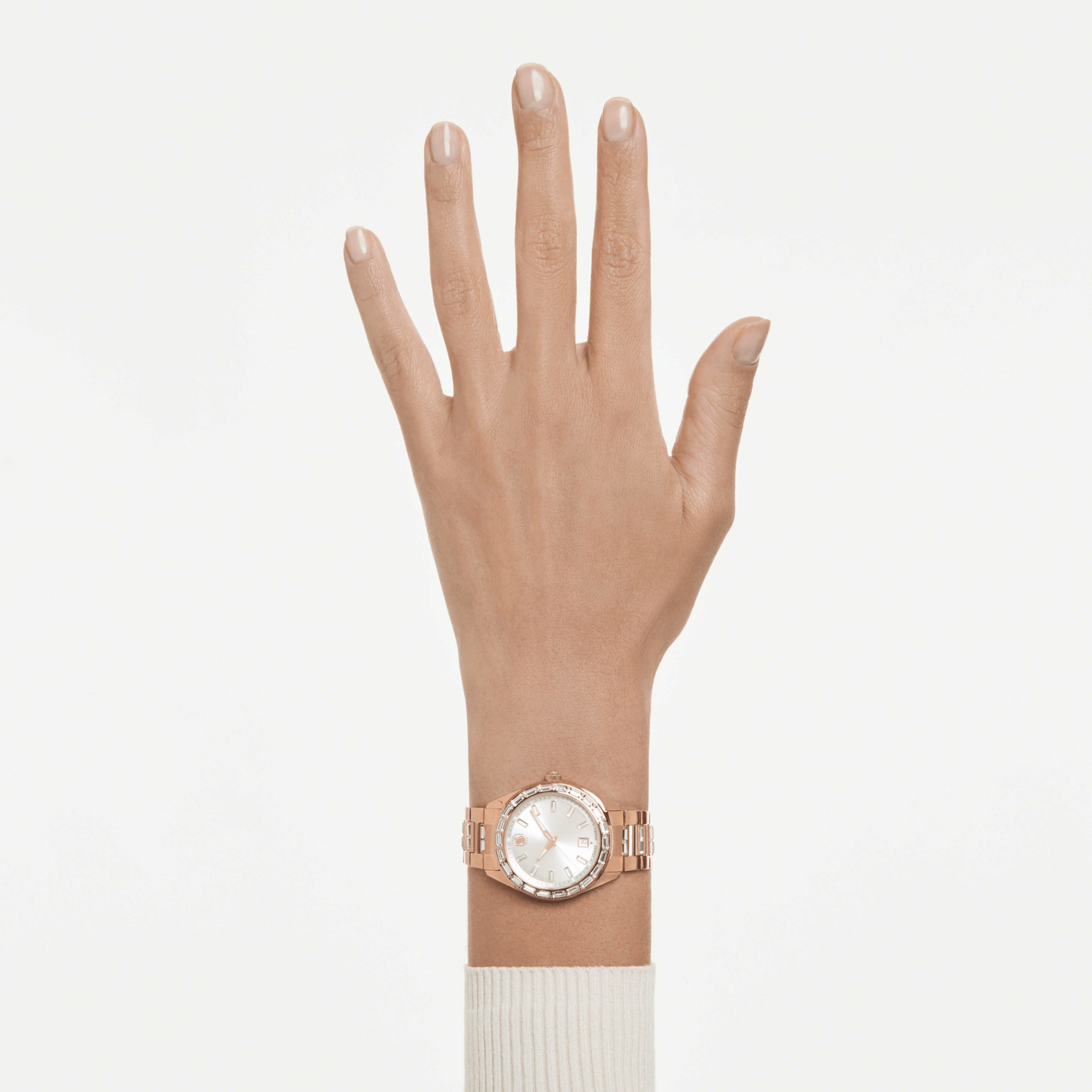 Matrix date watch, Swiss Made, Metal bracelet, Rose gold tone, Rose gold-tone finish -Swarovski