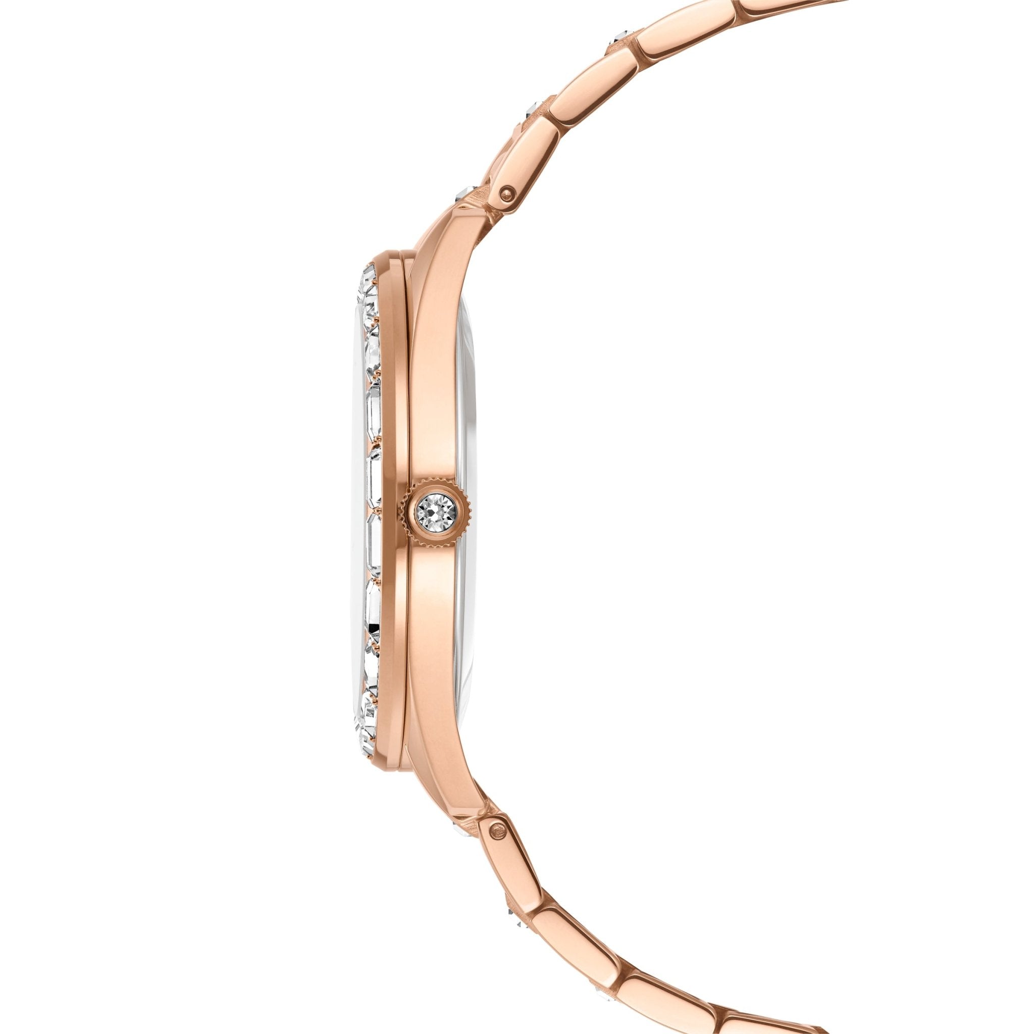 Matrix date watch, Swiss Made, Metal bracelet, Rose gold tone, Rose gold-tone finish -Swarovski