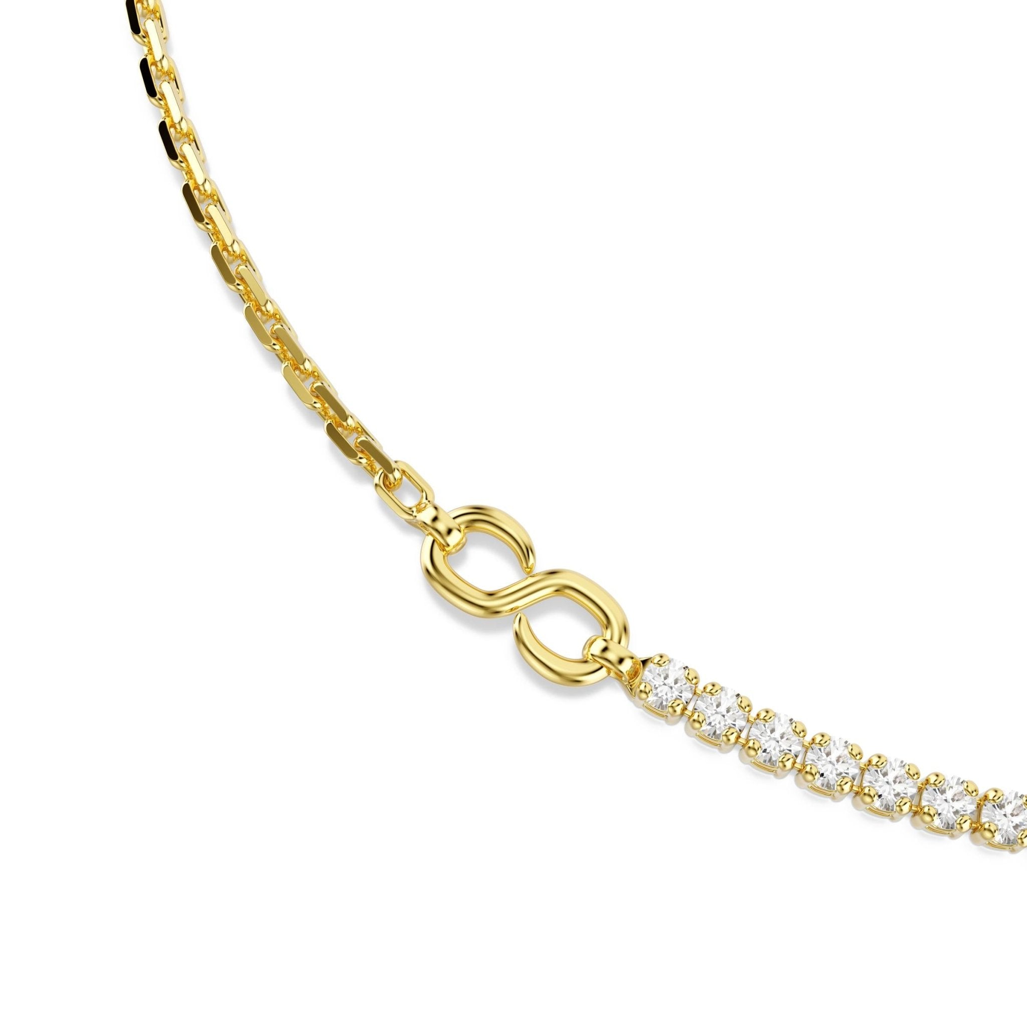 Matrix necklace, Round cut, White, 18K gold finish -Swarovski