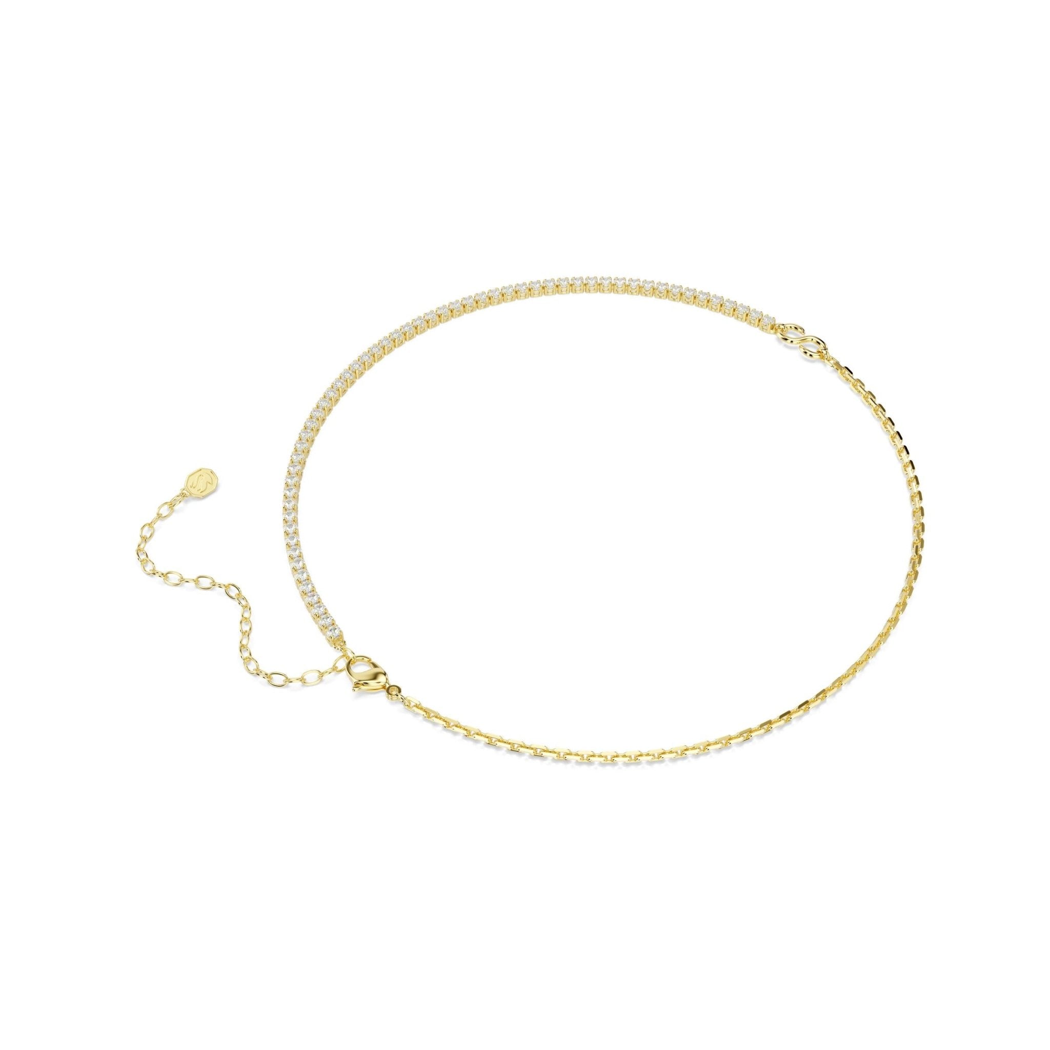 Matrix necklace, Round cut, White, 18K gold finish -Swarovski