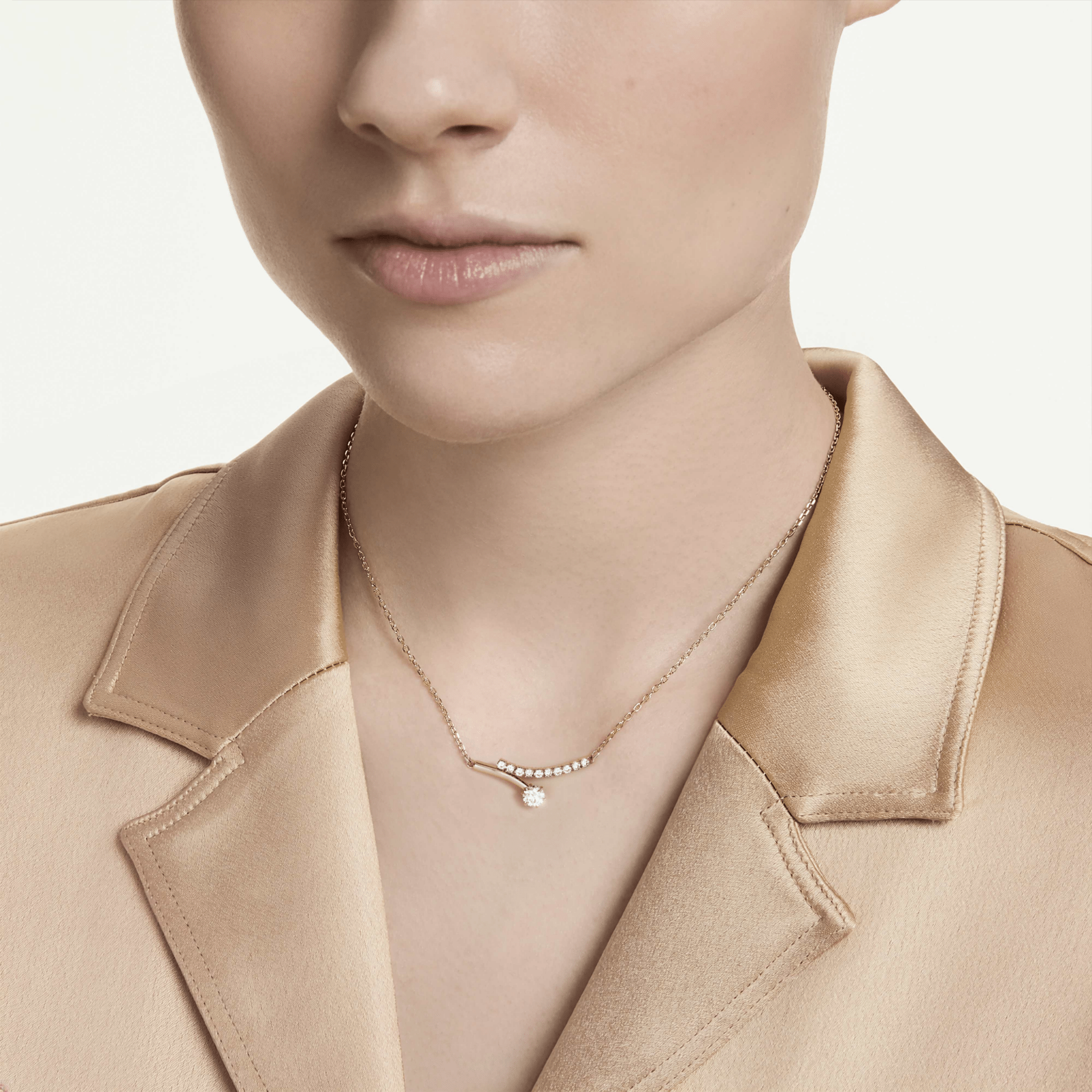 Matrix necklace, Round cut, White, 18K rose gold finish -Swarovski