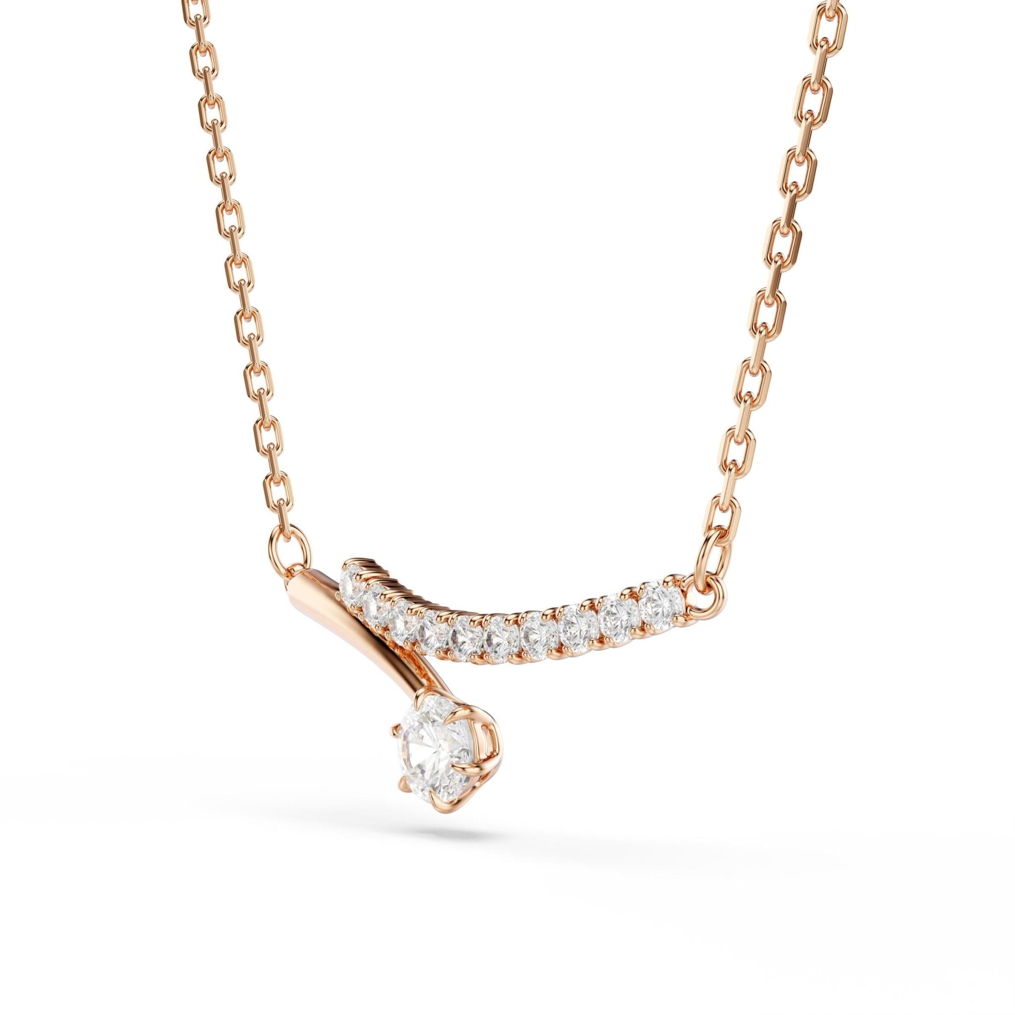 Matrix necklace, Round cut, White, 18K rose gold finish -Swarovski