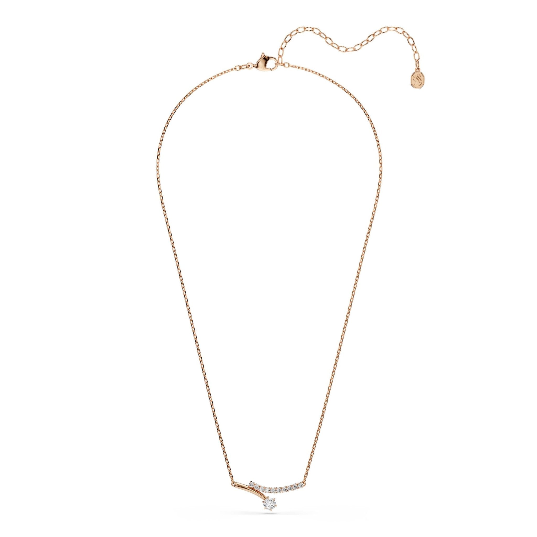 Matrix necklace, Round cut, White, 18K rose gold finish -Swarovski