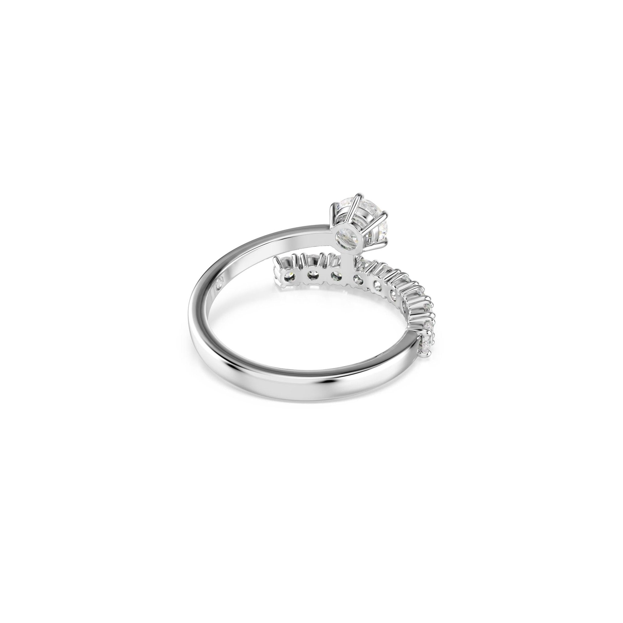 Matrix open ring, Round cut, White, Rhodium plated -Swarovski