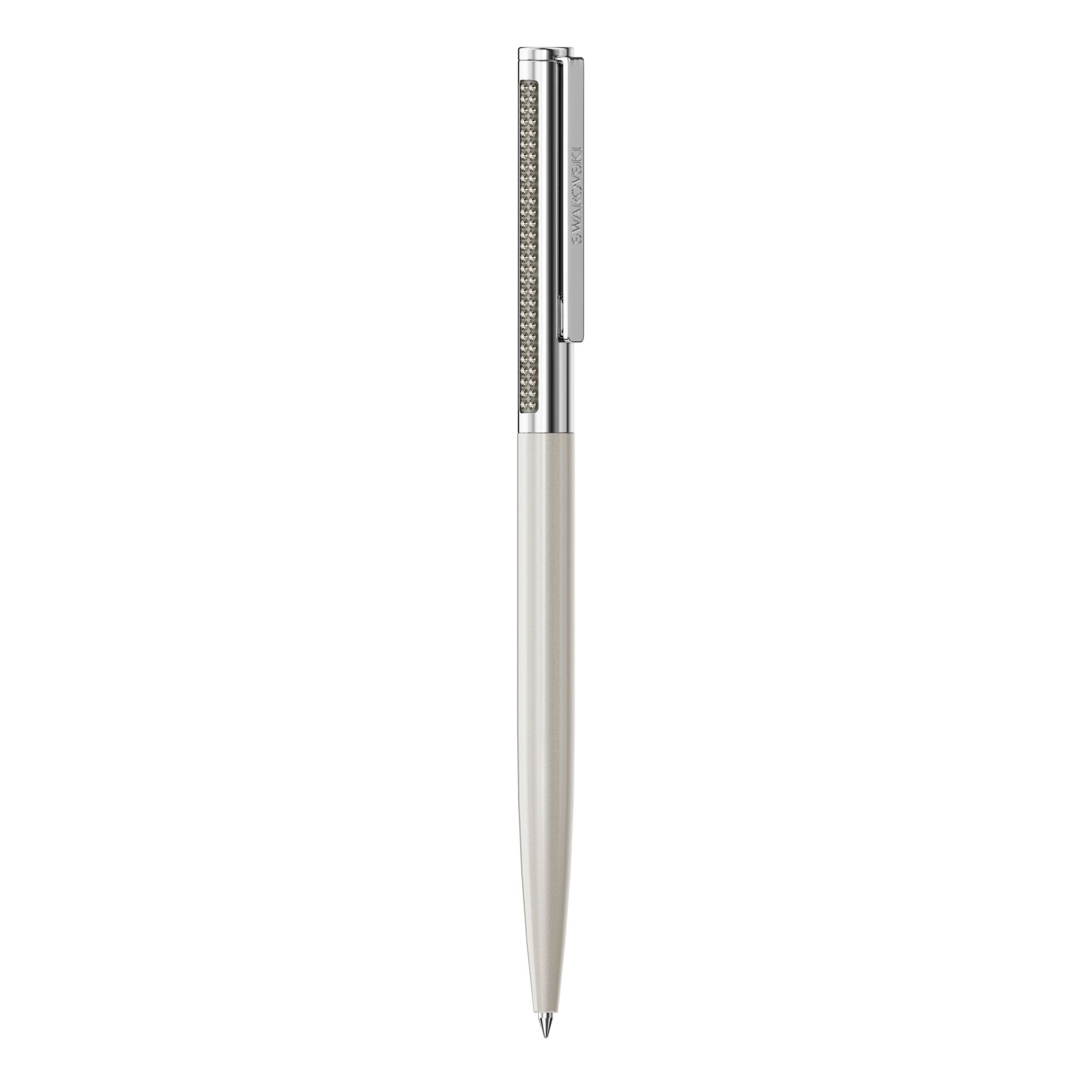 Matrix Tennis ballpoint pen, Beige lacquered, Chrome plated -Swarovski