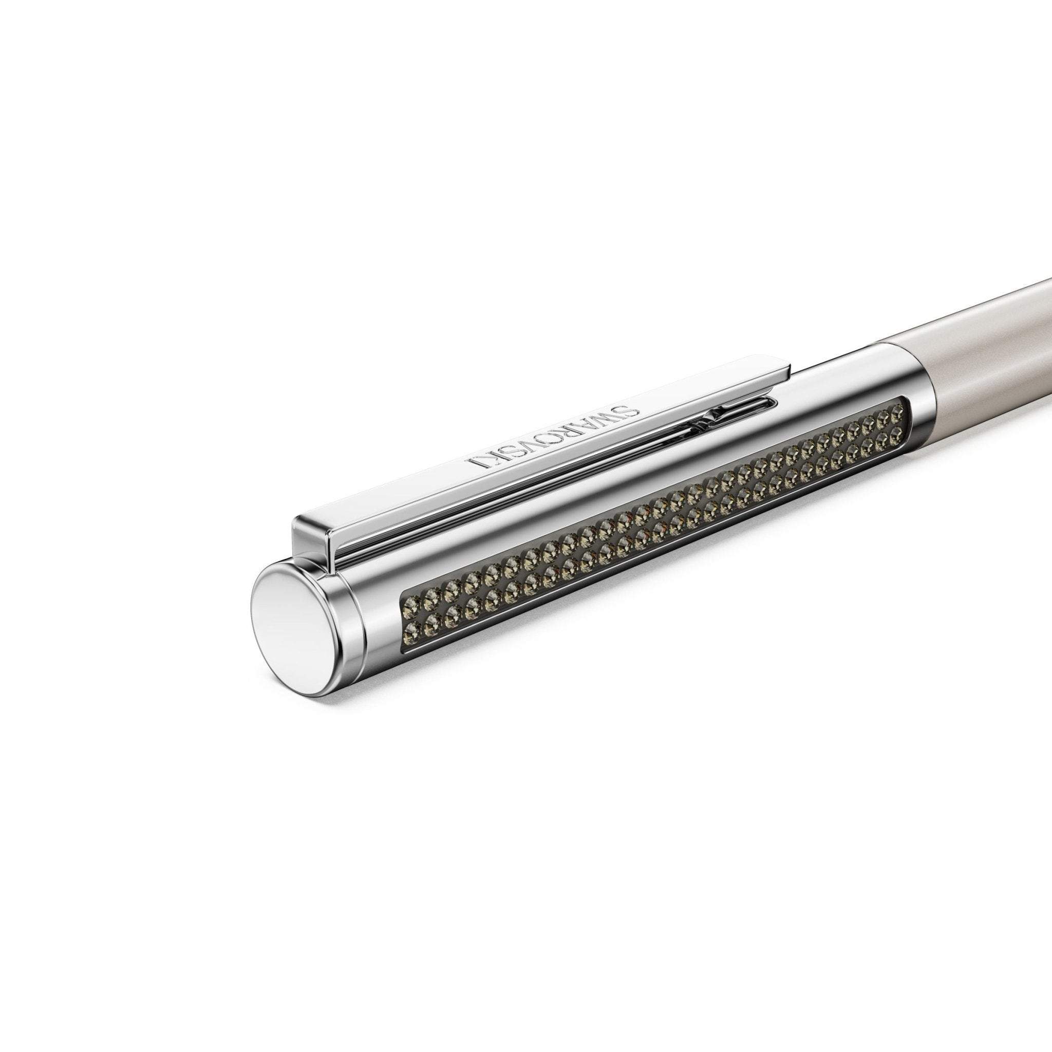 Matrix Tennis ballpoint pen, Beige lacquered, Chrome plated -Swarovski