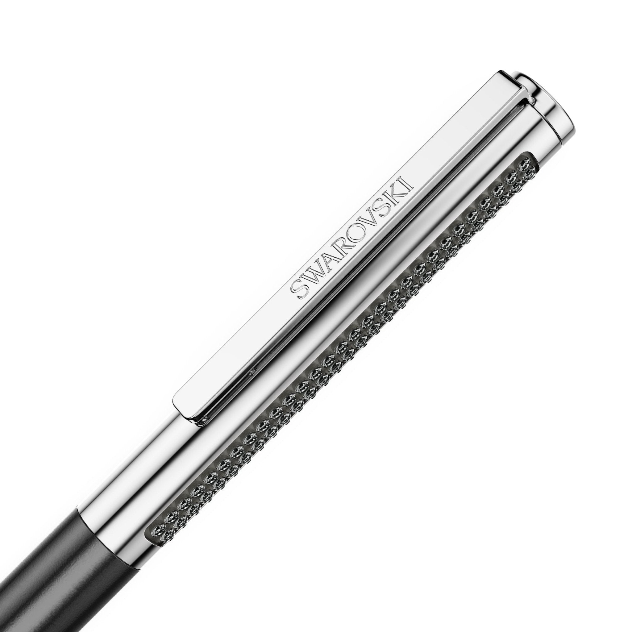 Matrix Tennis ballpoint pen, Black lacquered, Chrome plated -Swarovski