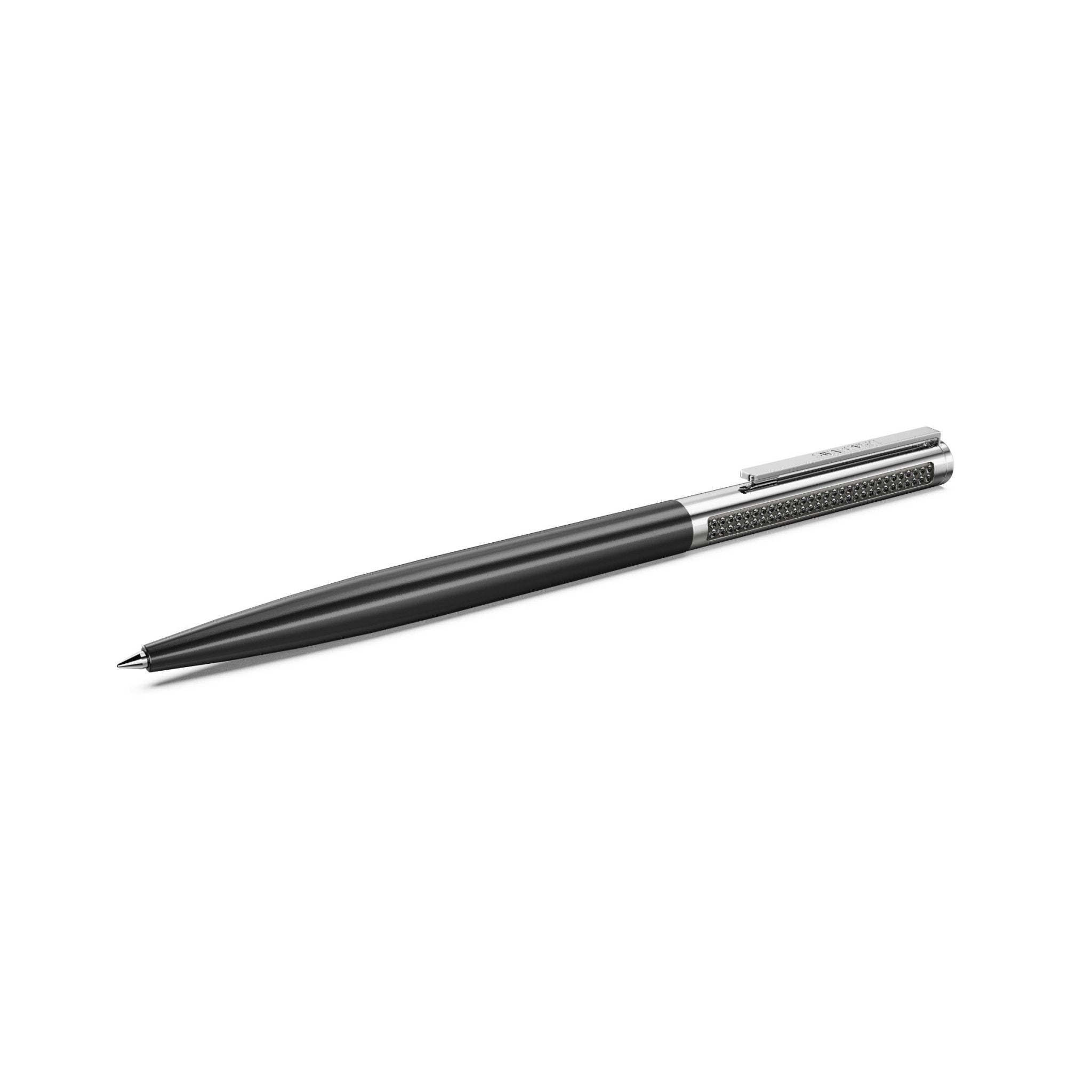 Matrix Tennis ballpoint pen, Black lacquered, Chrome plated -Swarovski