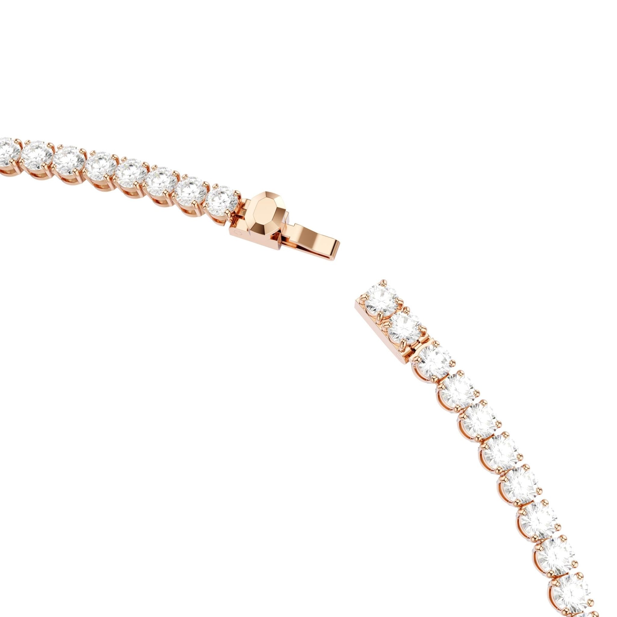 Matrix Tennis necklace, Round cut, White, 18K rose gold finish -Swarovski