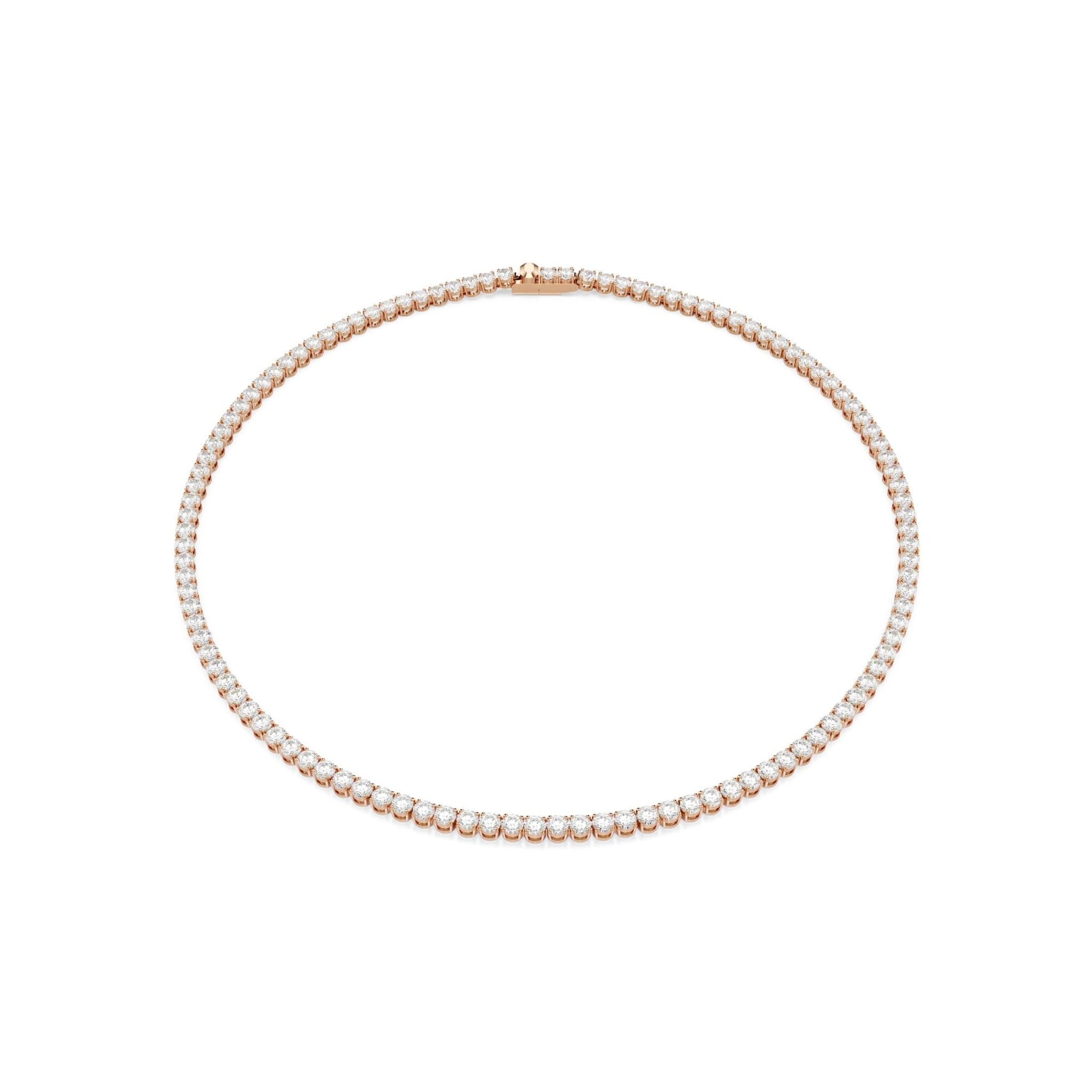 Matrix Tennis necklace, Round cut, White, 18K rose gold finish -Swarovski
