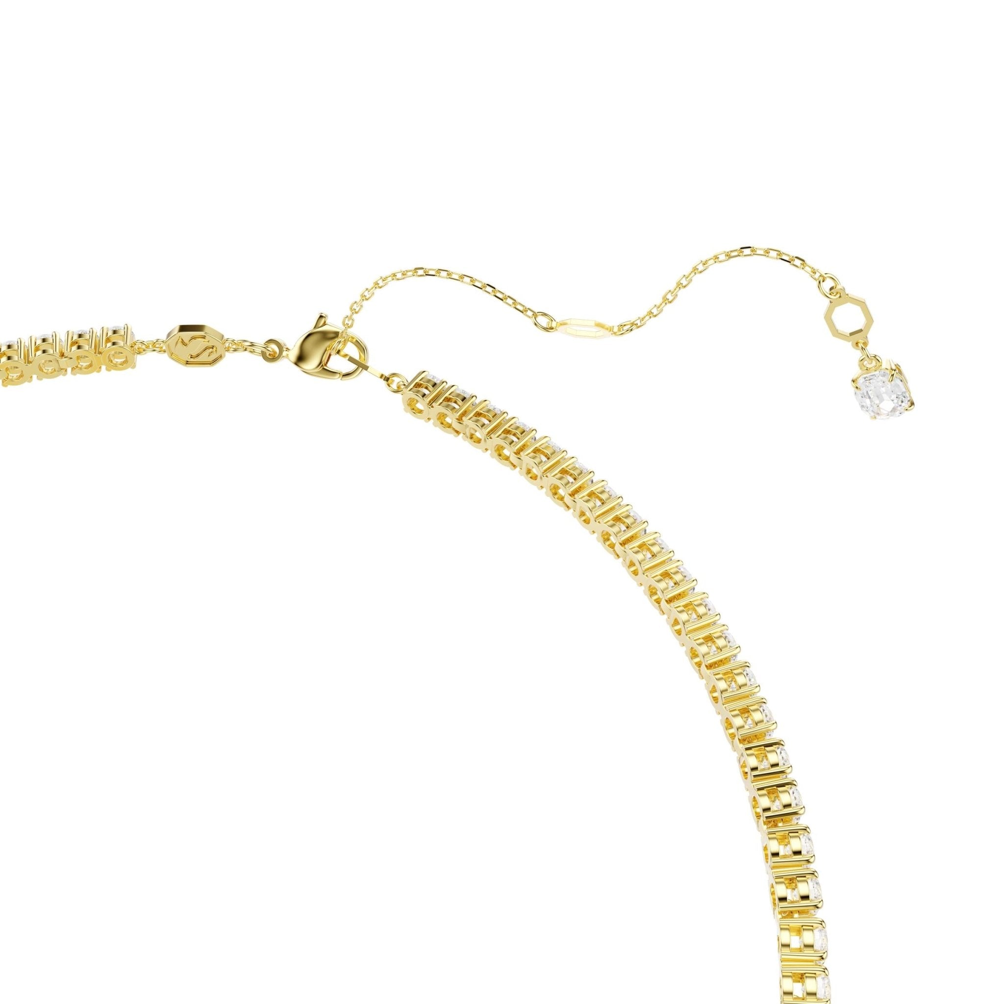 Matrix Y necklace, Round cut, White, 18K gold finish -Swarovski