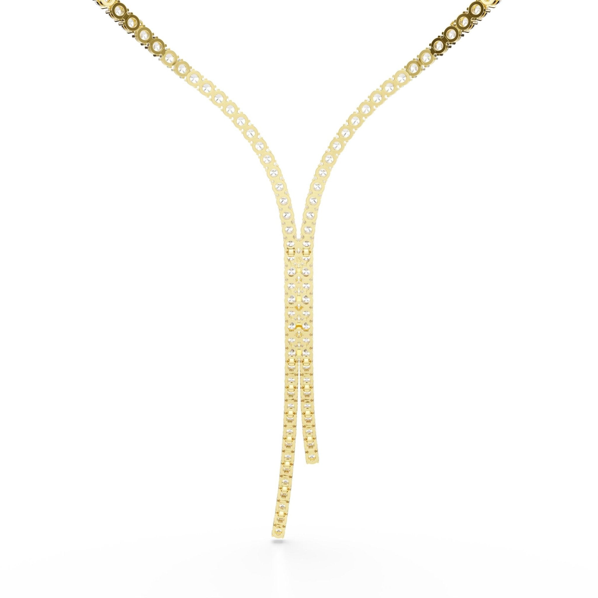 Matrix Y necklace, Round cut, White, 18K gold finish -Swarovski