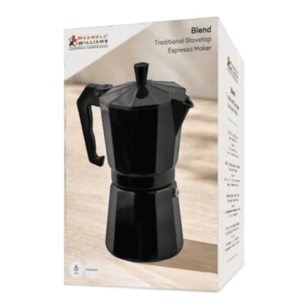 Maxwell & Williams Blend Tradiotional Stovetop Espresso Maker 6Cup Gift Box -Maxwell & Williams