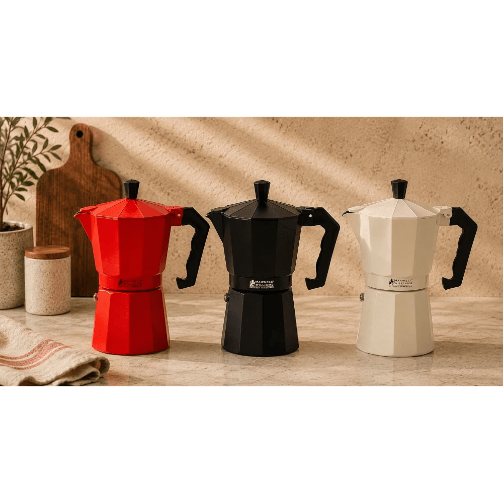 Maxwell & Williams Blend Tradiotional Stovetop Espresso Maker 6Cup Gift Box -Maxwell & Williams