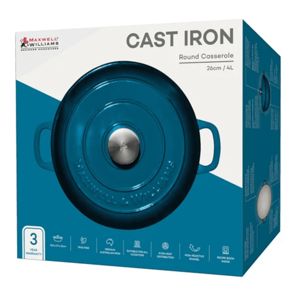 Maxwell & Williams Cast Iron Round Casserole 26CM / 4L Gift Box -Maxwell & Williams