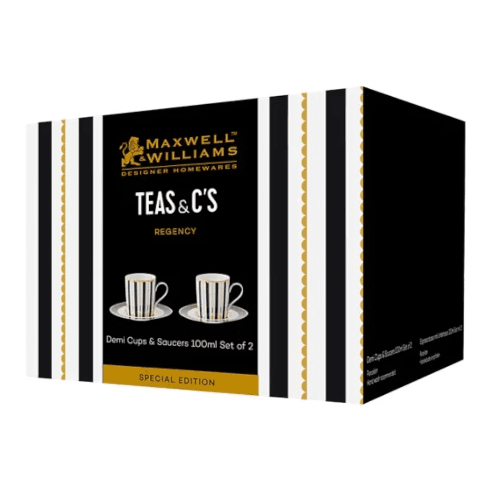 Maxwell & Williams Teas & C'S Regency Demi Cup & Saucer 100ML Set Of 2 Black Gift Box -Maxwell & Williams
