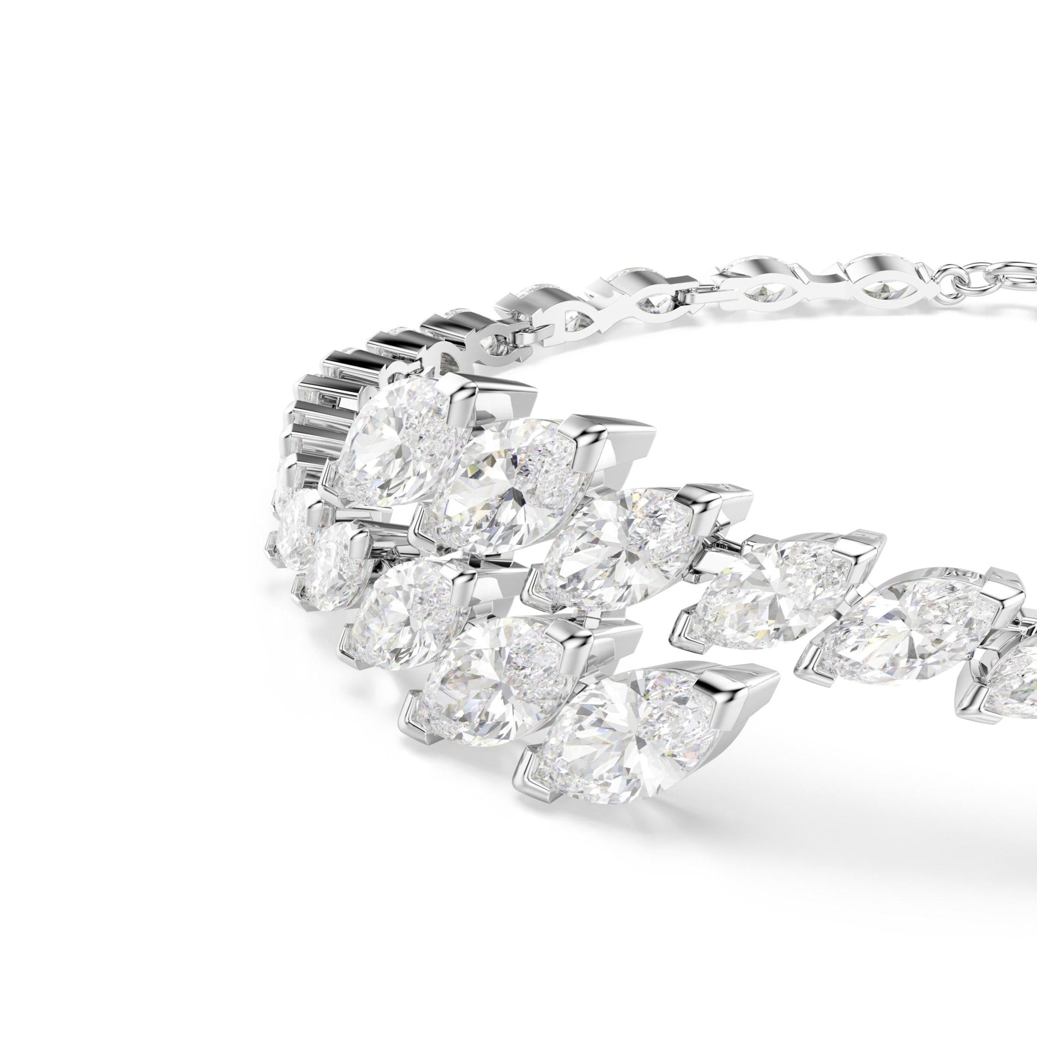 Mesmera bracelet, Marquise cut, White, Rhodium plated - Swarovski
