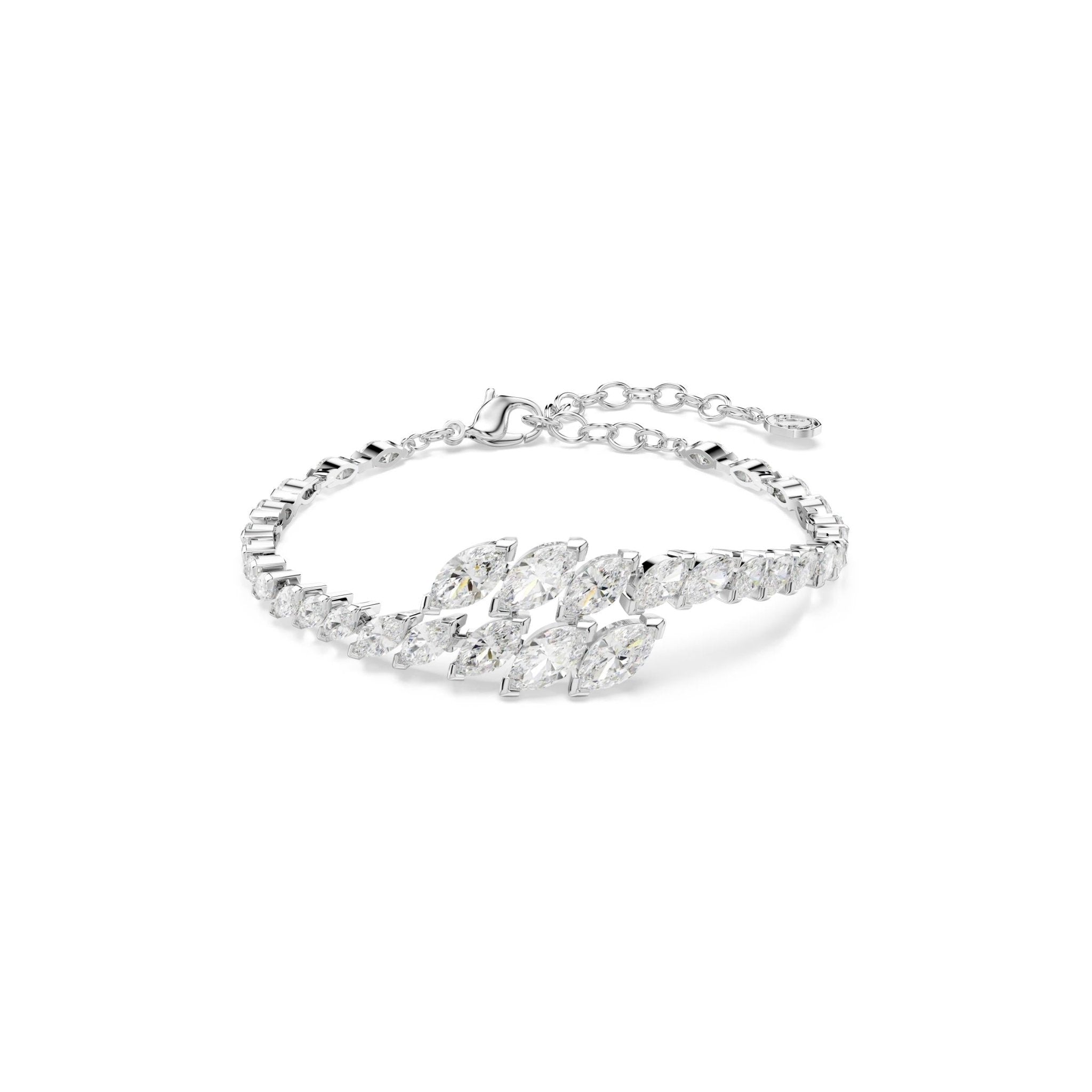 Mesmera bracelet, Marquise cut, White, Rhodium plated - Swarovski