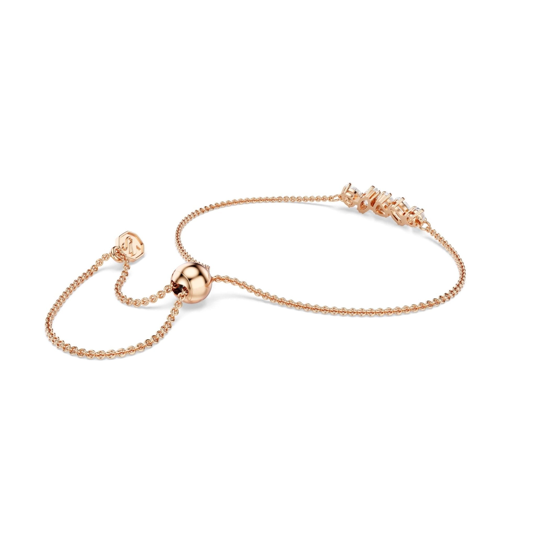 Mesmera bracelet, Mixed cuts, White, 18K rose gold finish -Swarovski