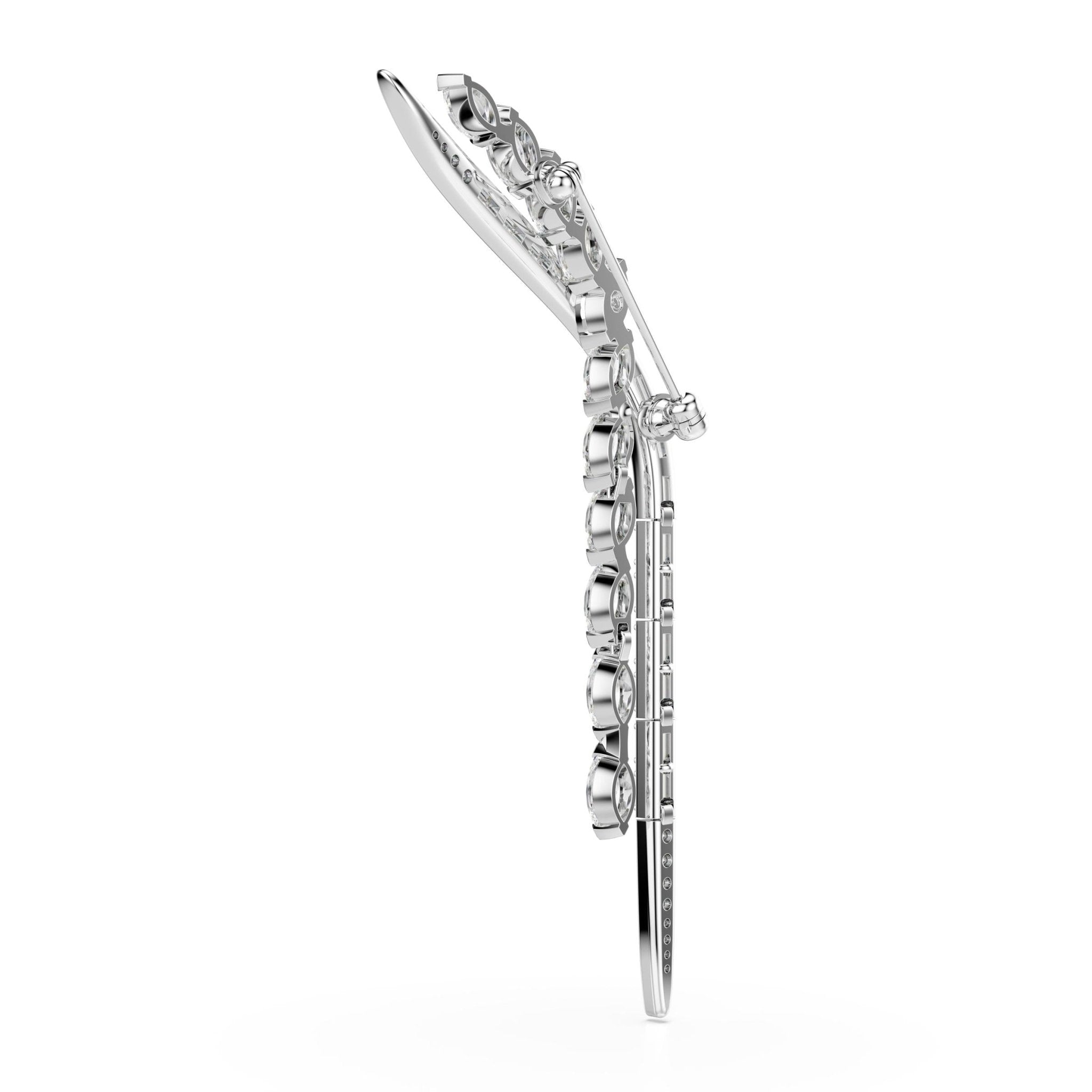 Mesmera brooch, Mixed cuts, White, Rhodium plated -Swarovski