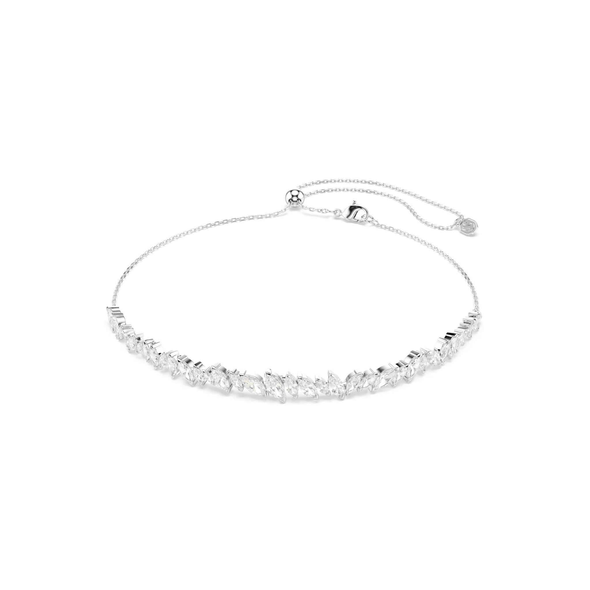 Mesmera choker, Marquise cut, White, Rhodium plated -Swarovski