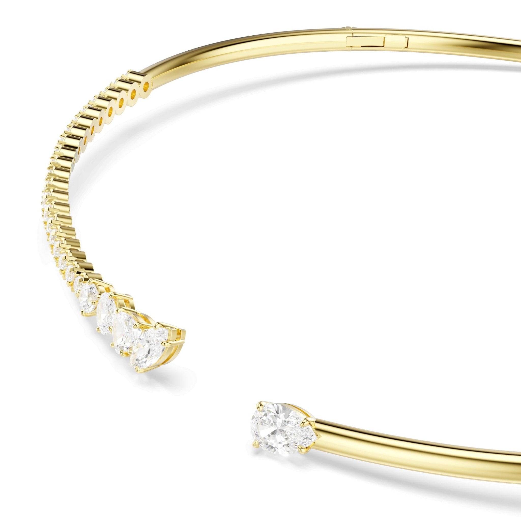 Mesmera choker, Mixed cuts, White, 18K gold finish -Swarovski