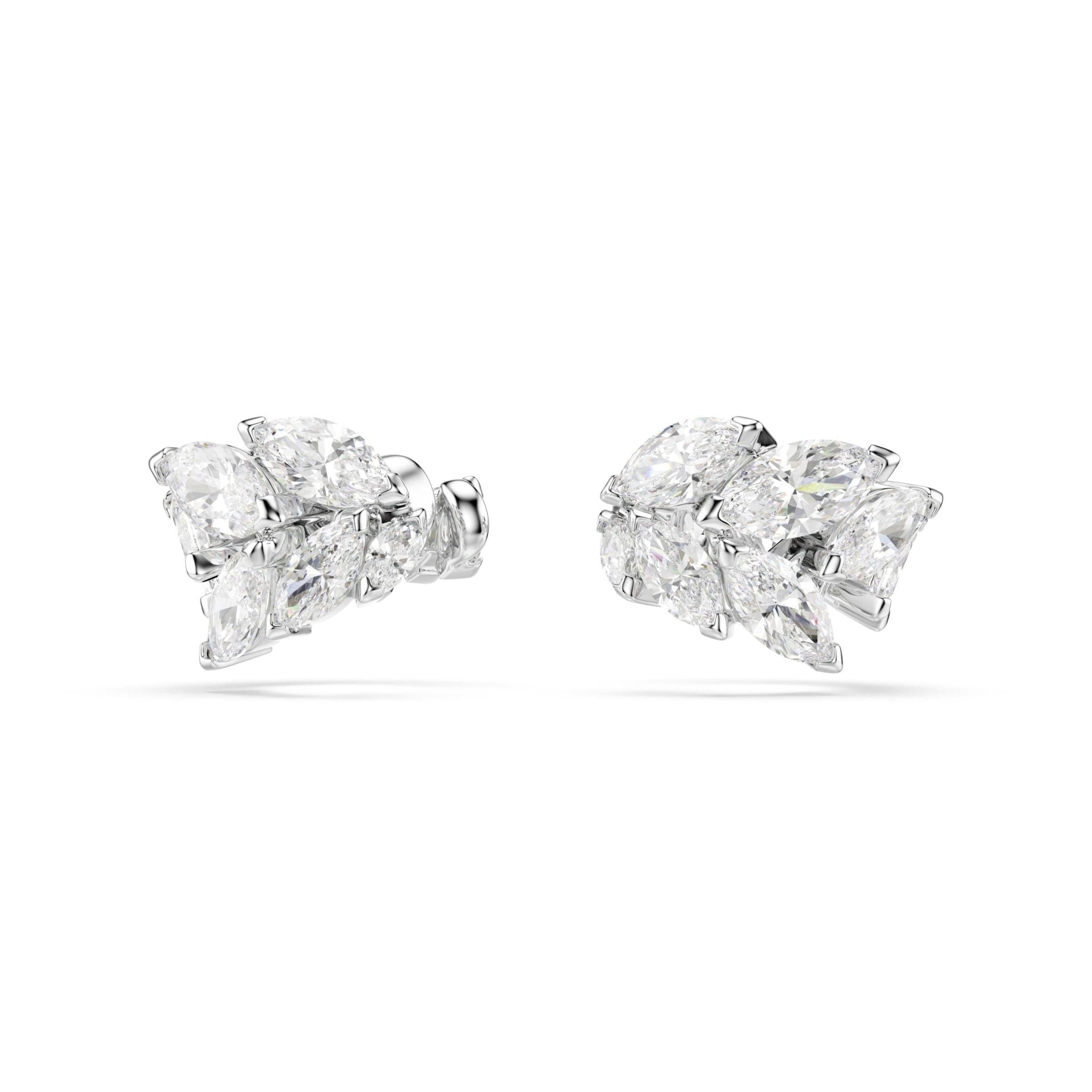 Mesmera ear cuffs, Marquise cut, White, Rhodium plated -Swarovski