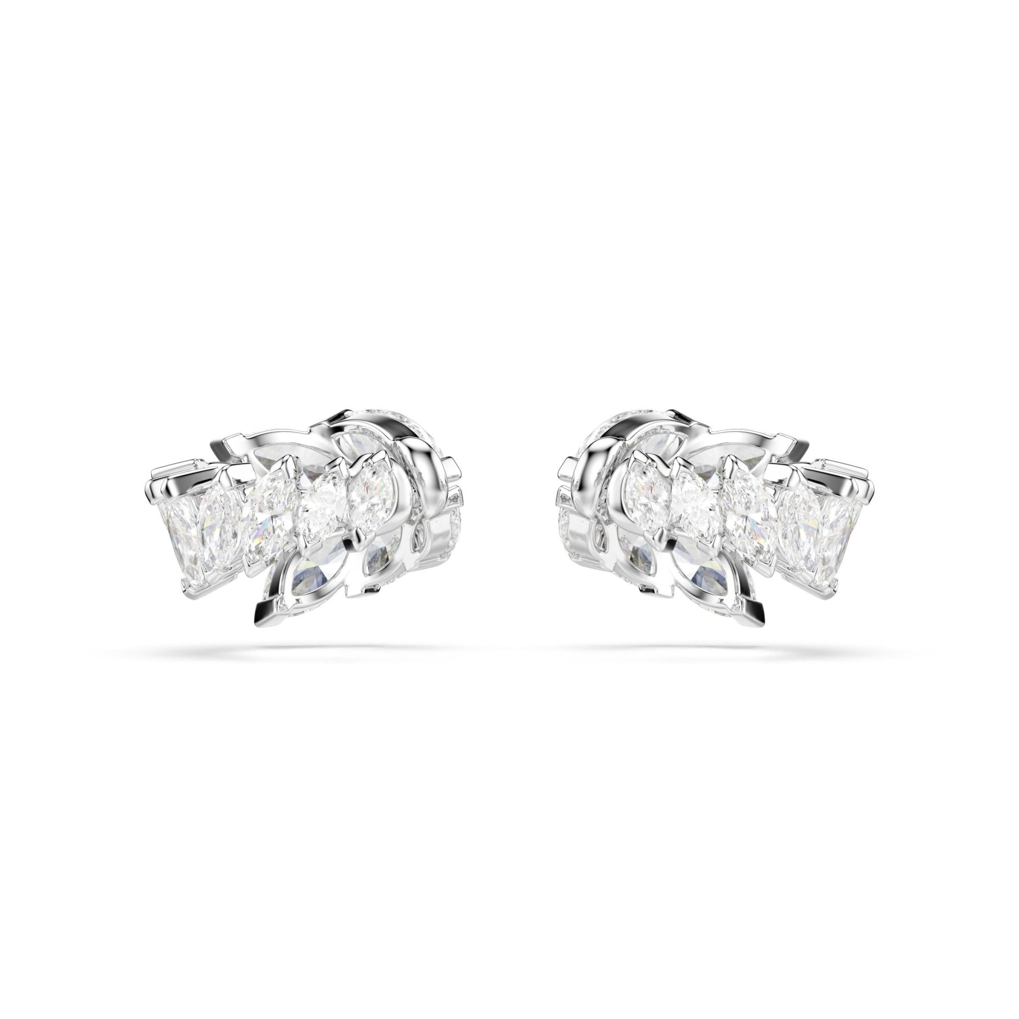 Mesmera ear cuffs, Marquise cut, White, Rhodium plated -Swarovski