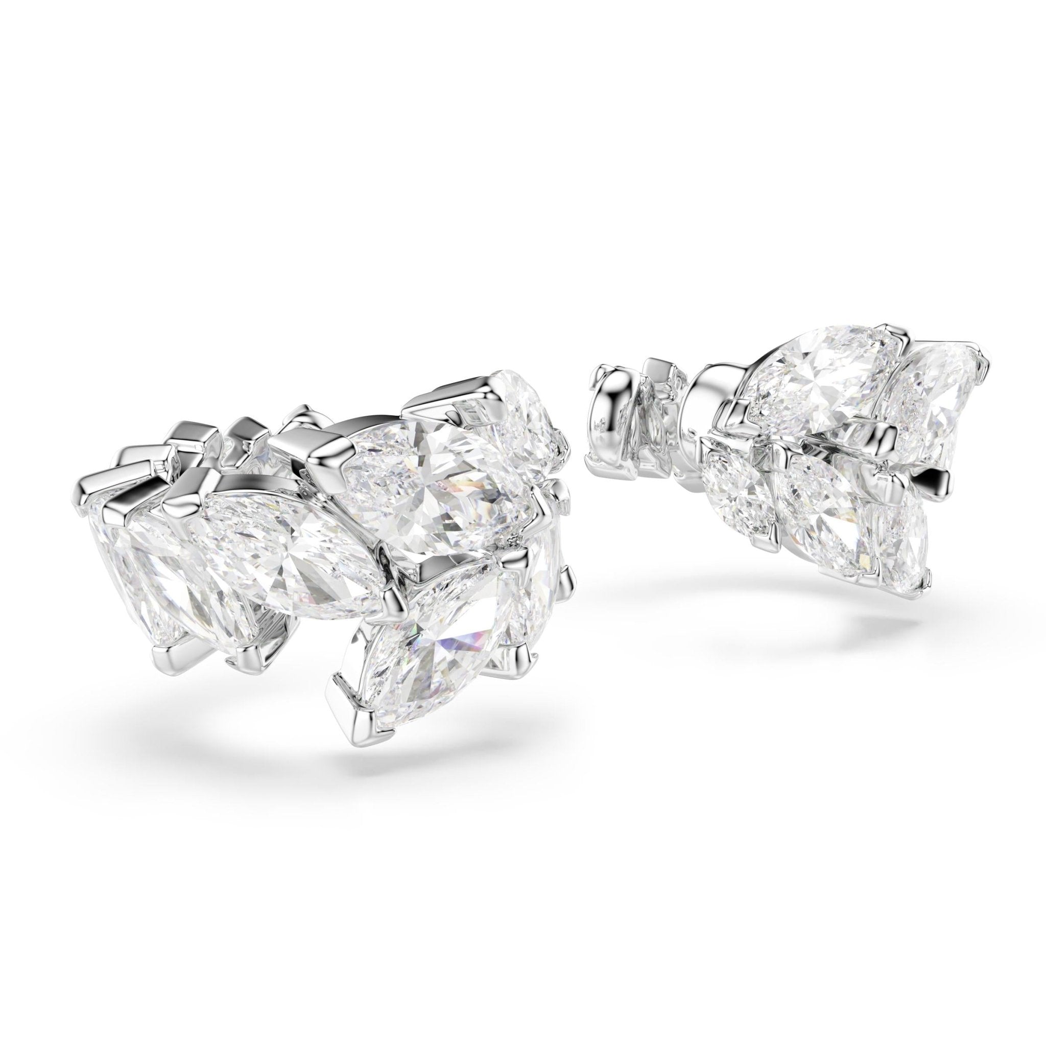 Mesmera ear cuffs, Marquise cut, White, Rhodium plated -Swarovski