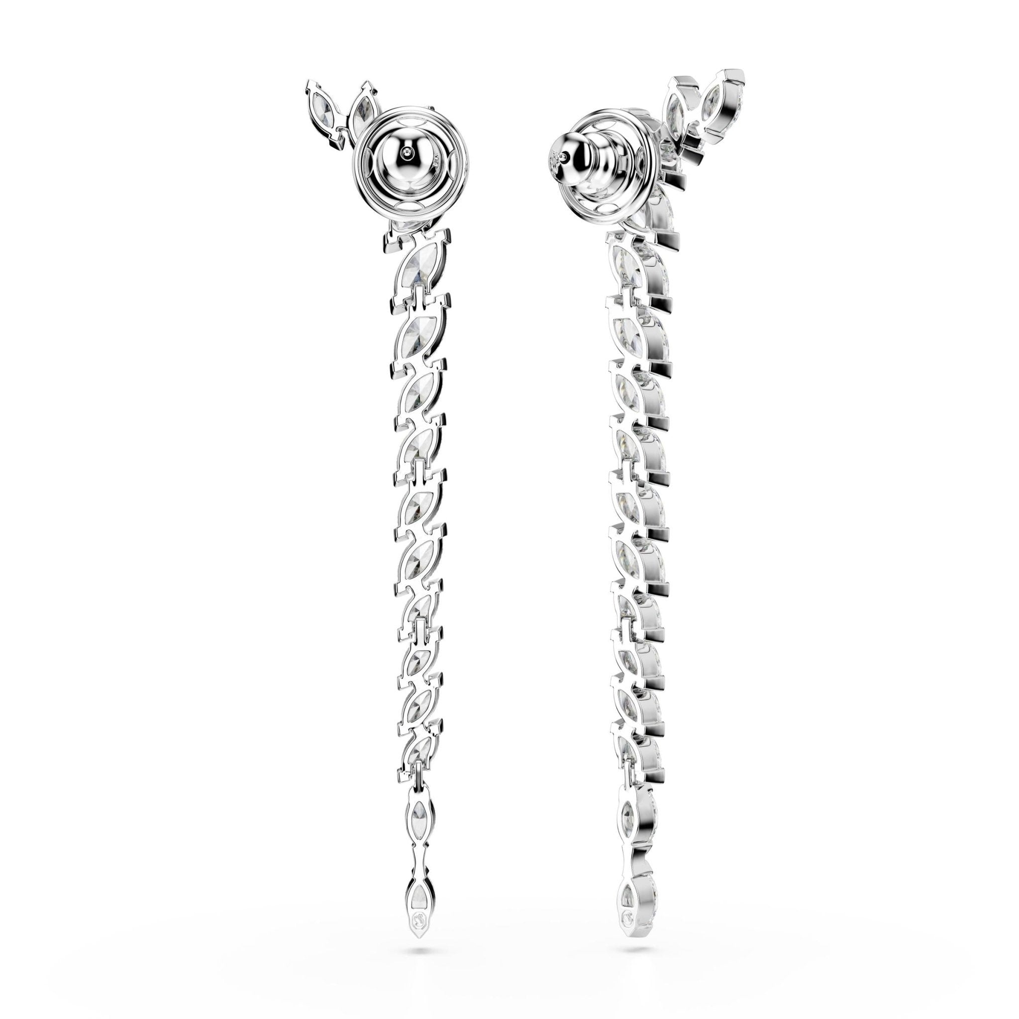 Mesmera earrings, Marquise cut, White, Rhodium plated - Swarovski