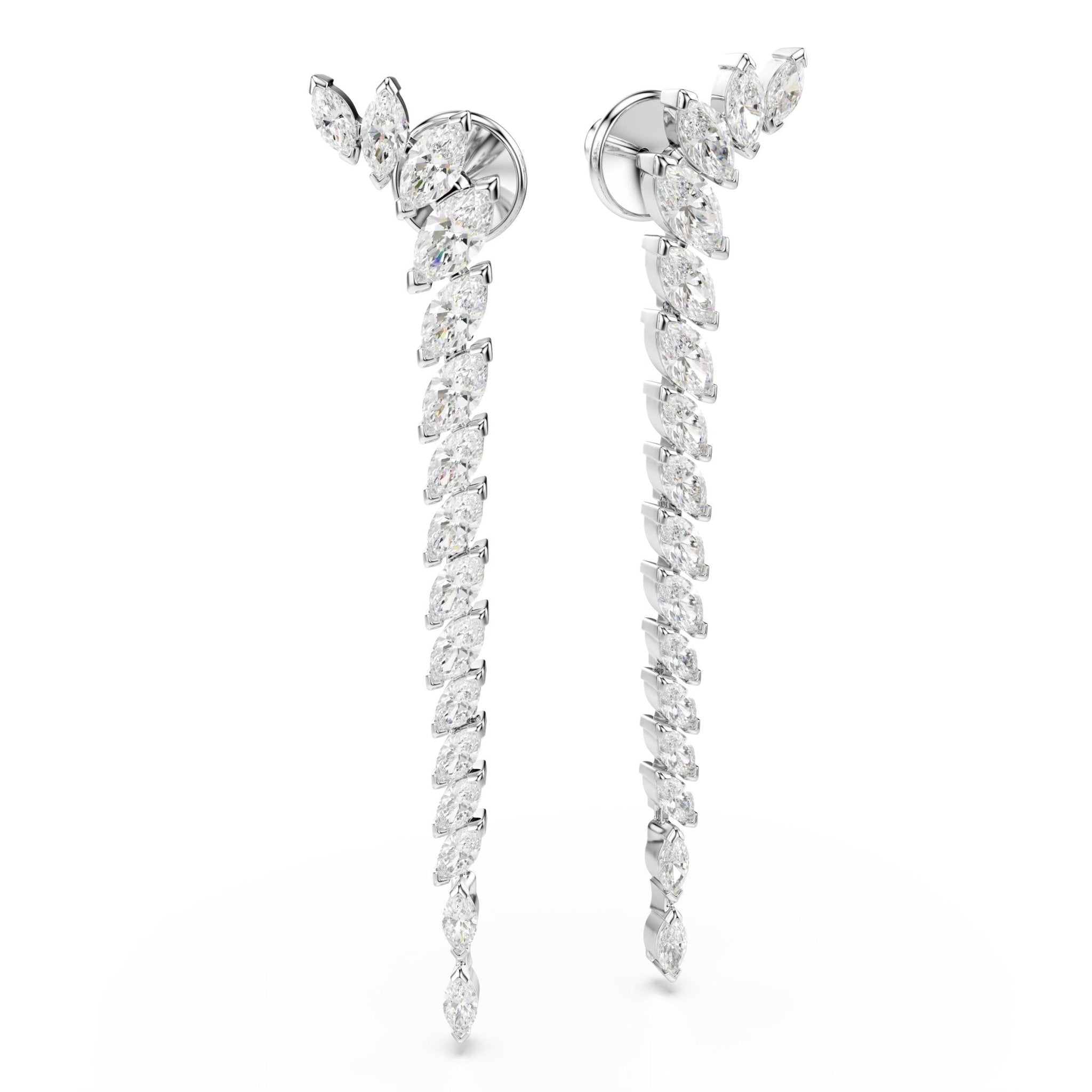 Mesmera earrings, Marquise cut, White, Rhodium plated - Swarovski