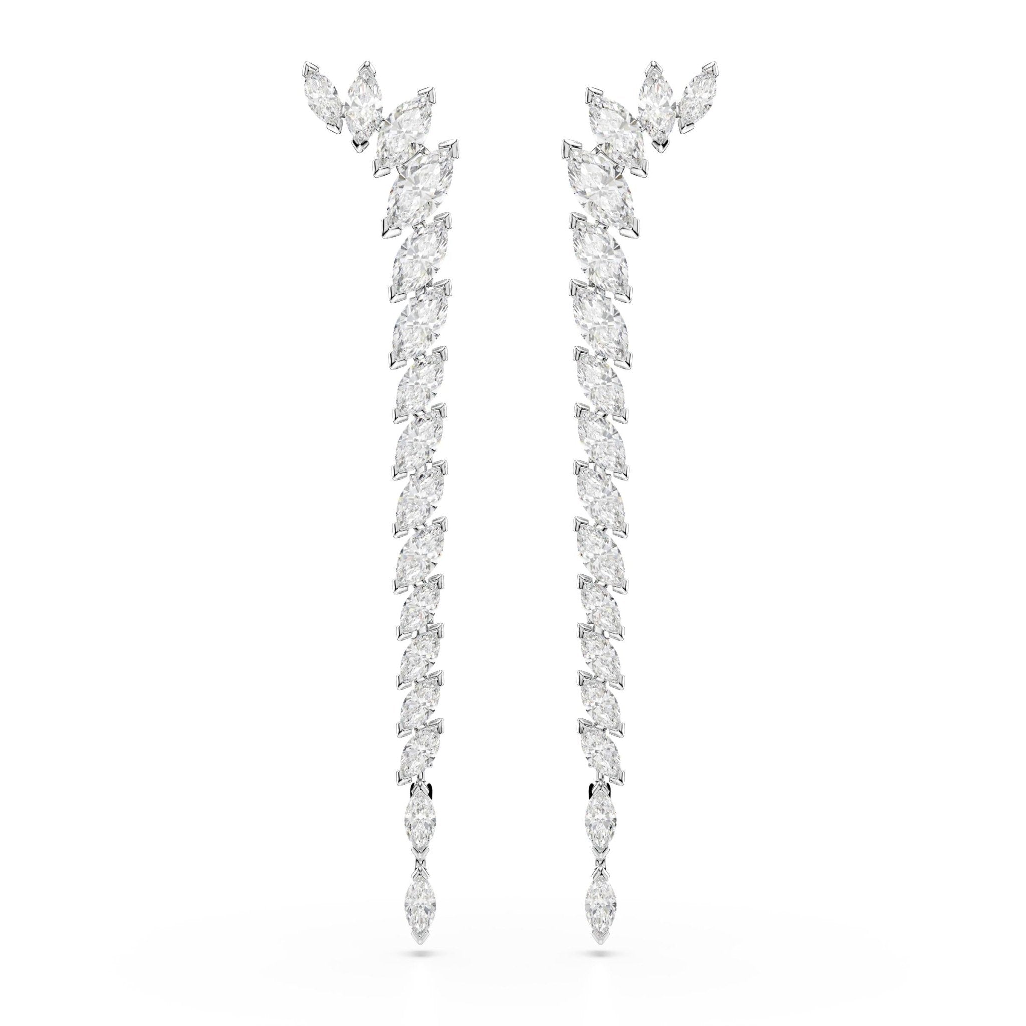 Mesmera earrings, Marquise cut, White, Rhodium plated - Swarovski