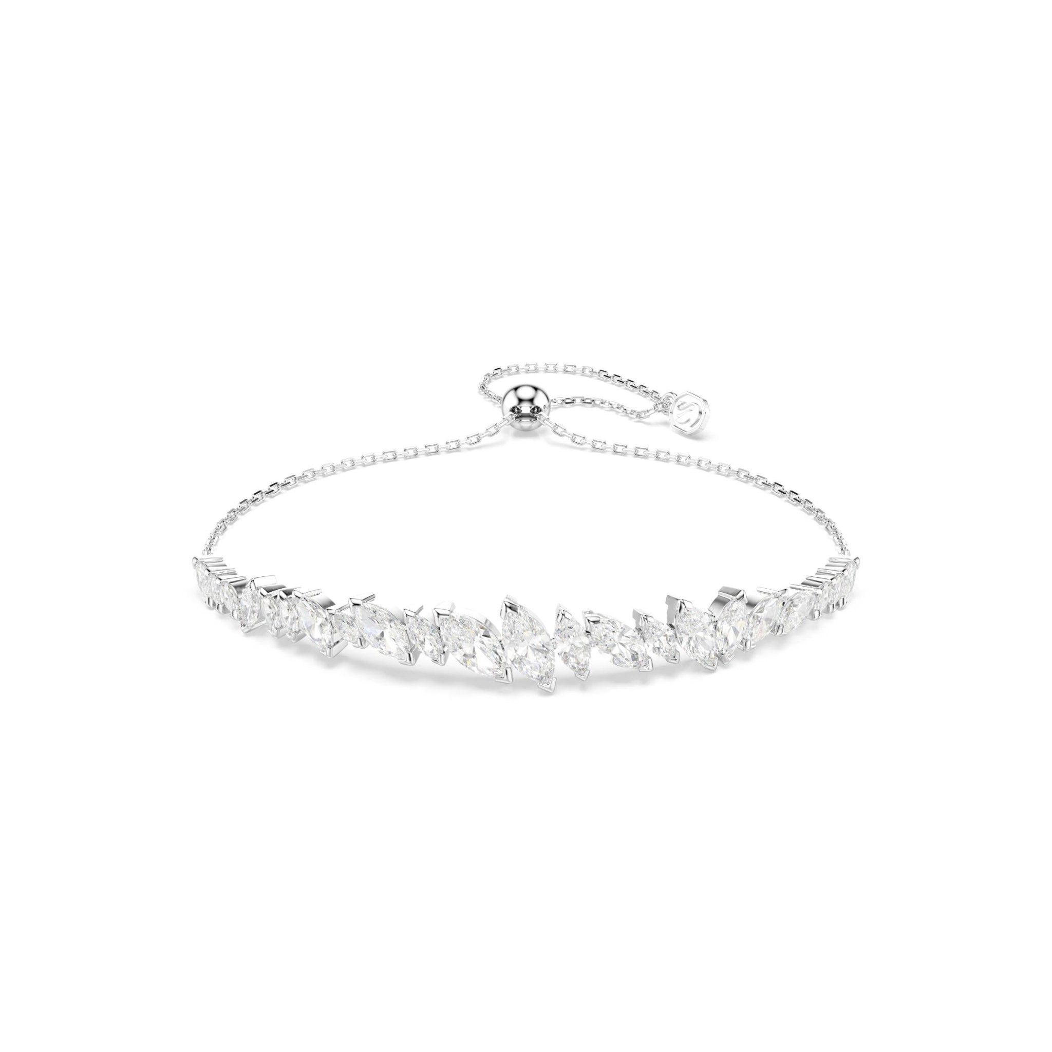 Mesmera Frontal bracelet, Marquise cut, White, Rhodium plated - Swarovski