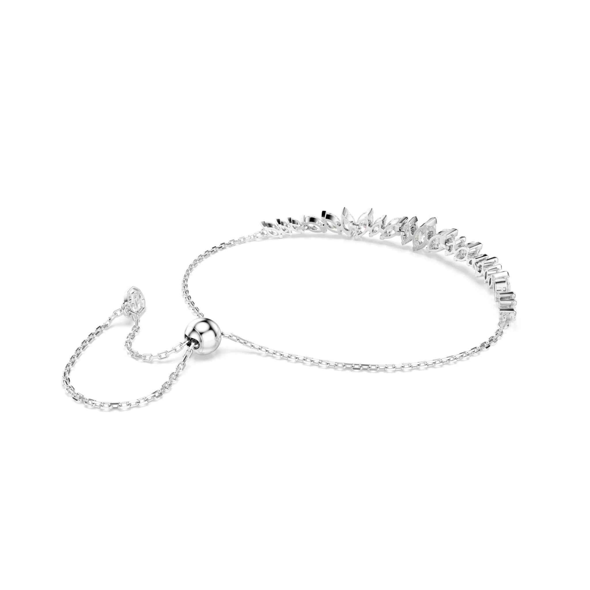 Mesmera Frontal bracelet, Marquise cut, White, Rhodium plated - Swarovski