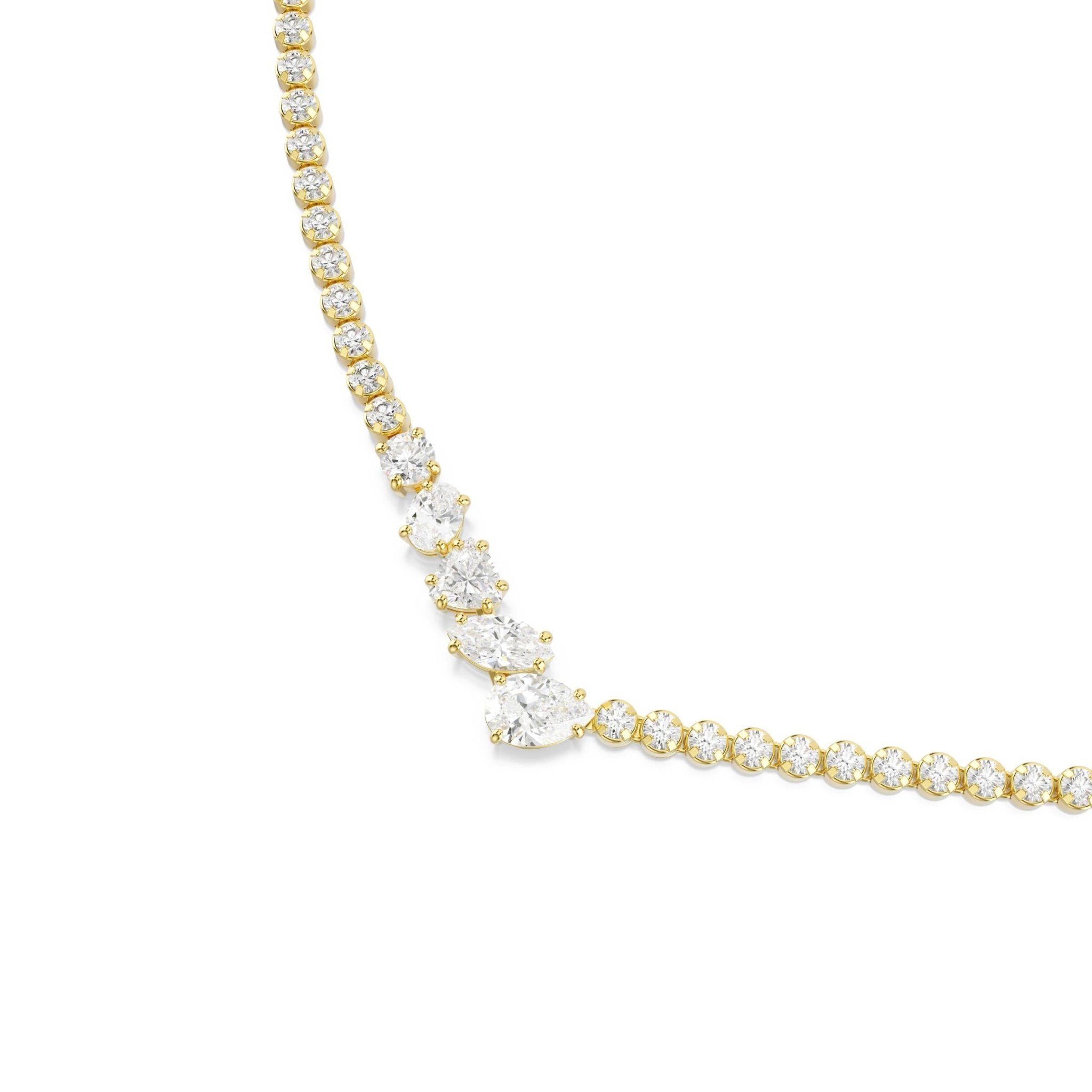 Mesmera necklace, Mixed cuts, White, 18K gold finish -Swarovski