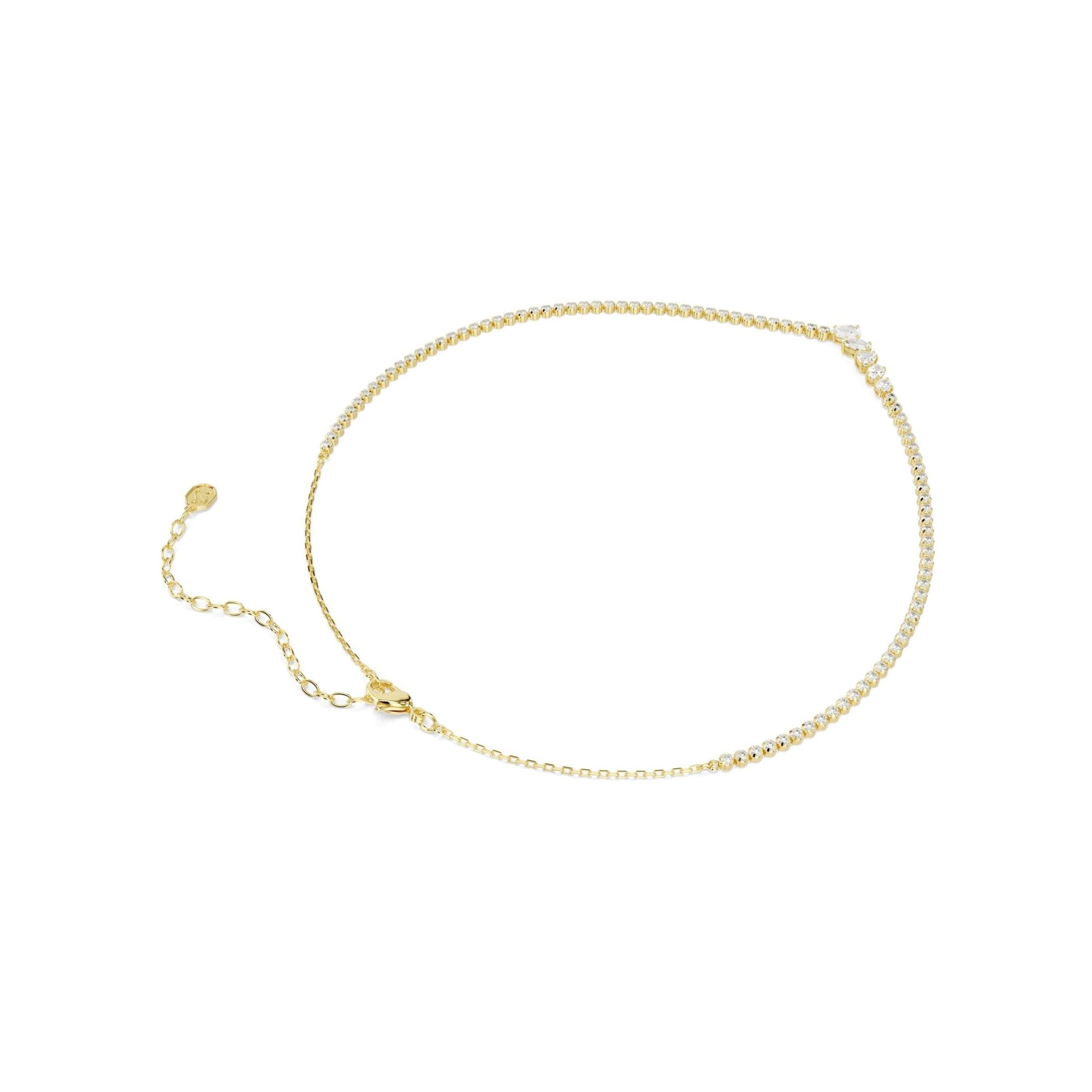 Mesmera necklace, Mixed cuts, White, 18K gold finish -Swarovski