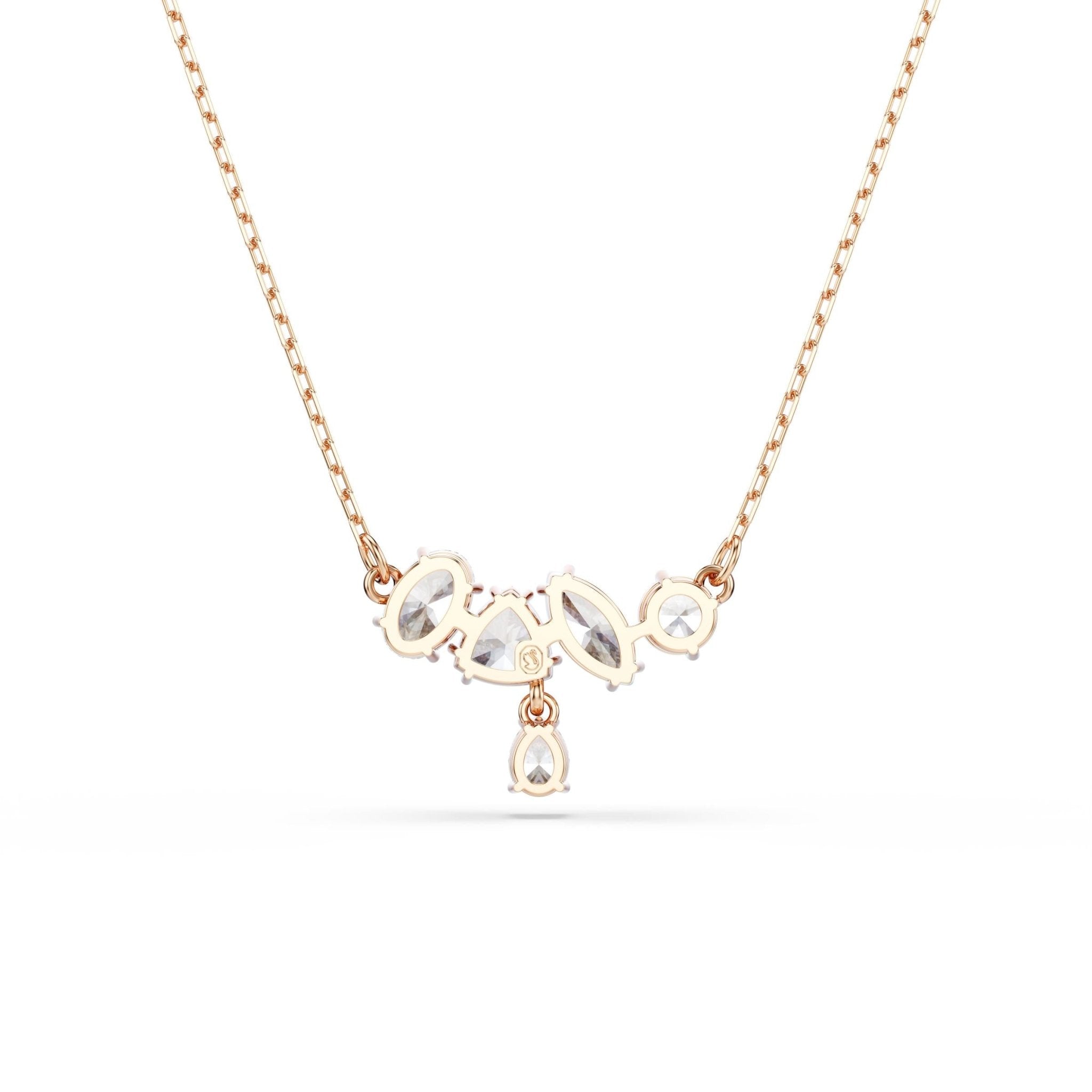 Mesmera necklace, Mixed cuts, White, 18K rose gold finish -Swarovski