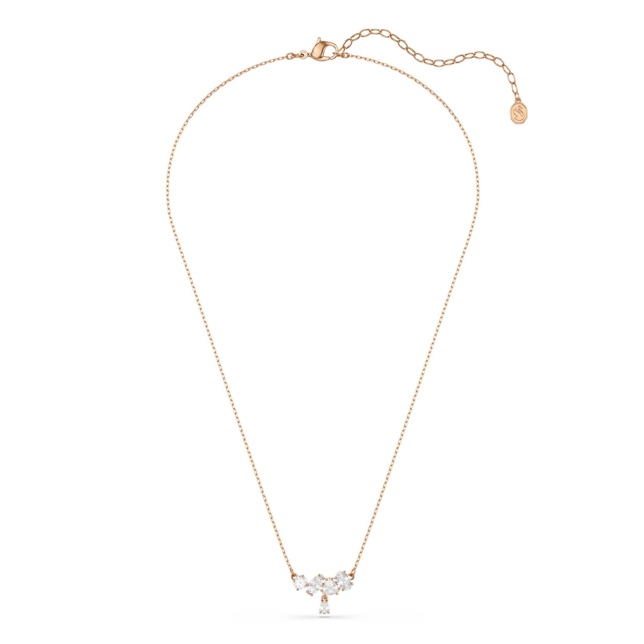 Mesmera necklace, Mixed cuts, White, 18K rose gold finish -Swarovski