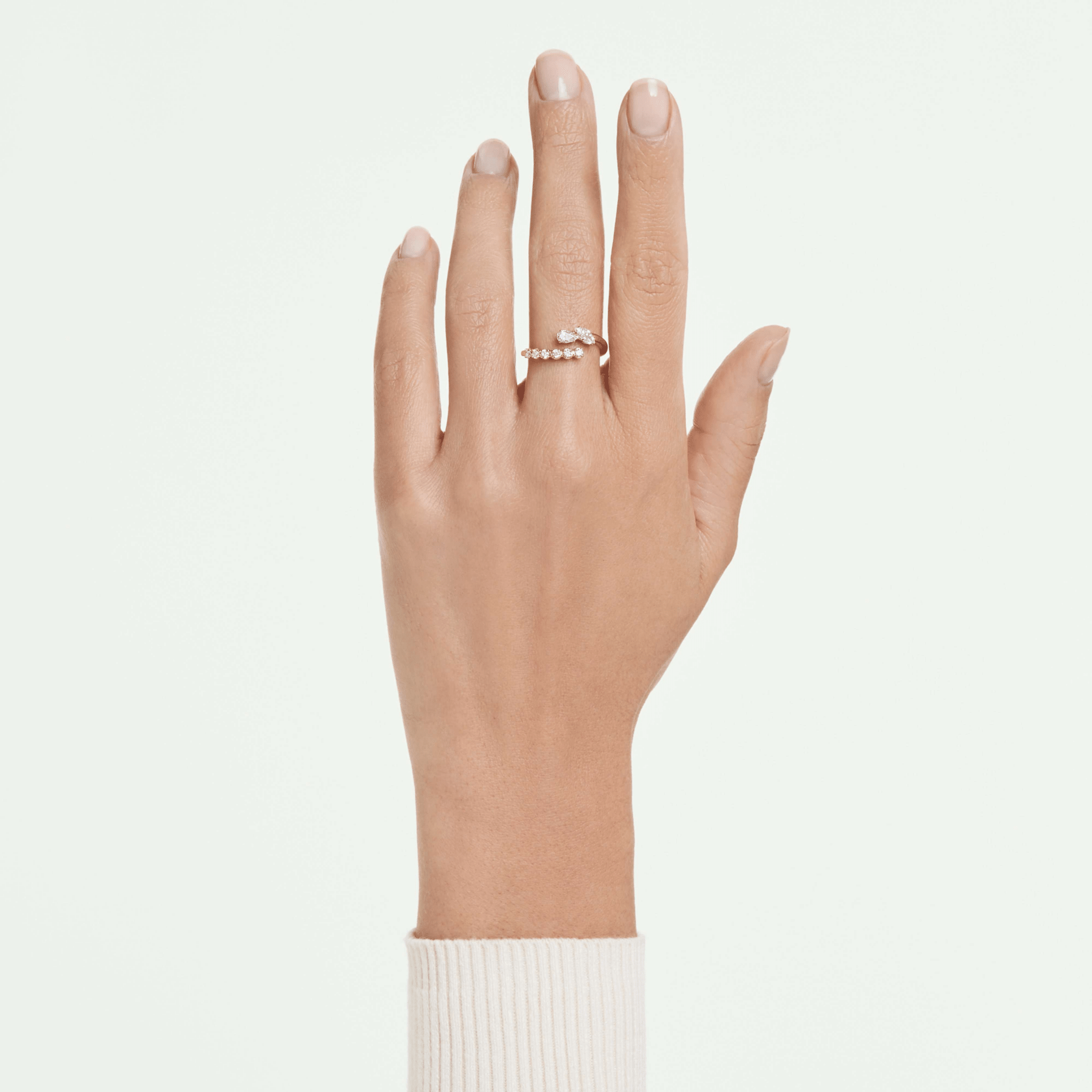 Mesmera open ring, Mixed cuts, White, 18K gold finish -Swarovski
