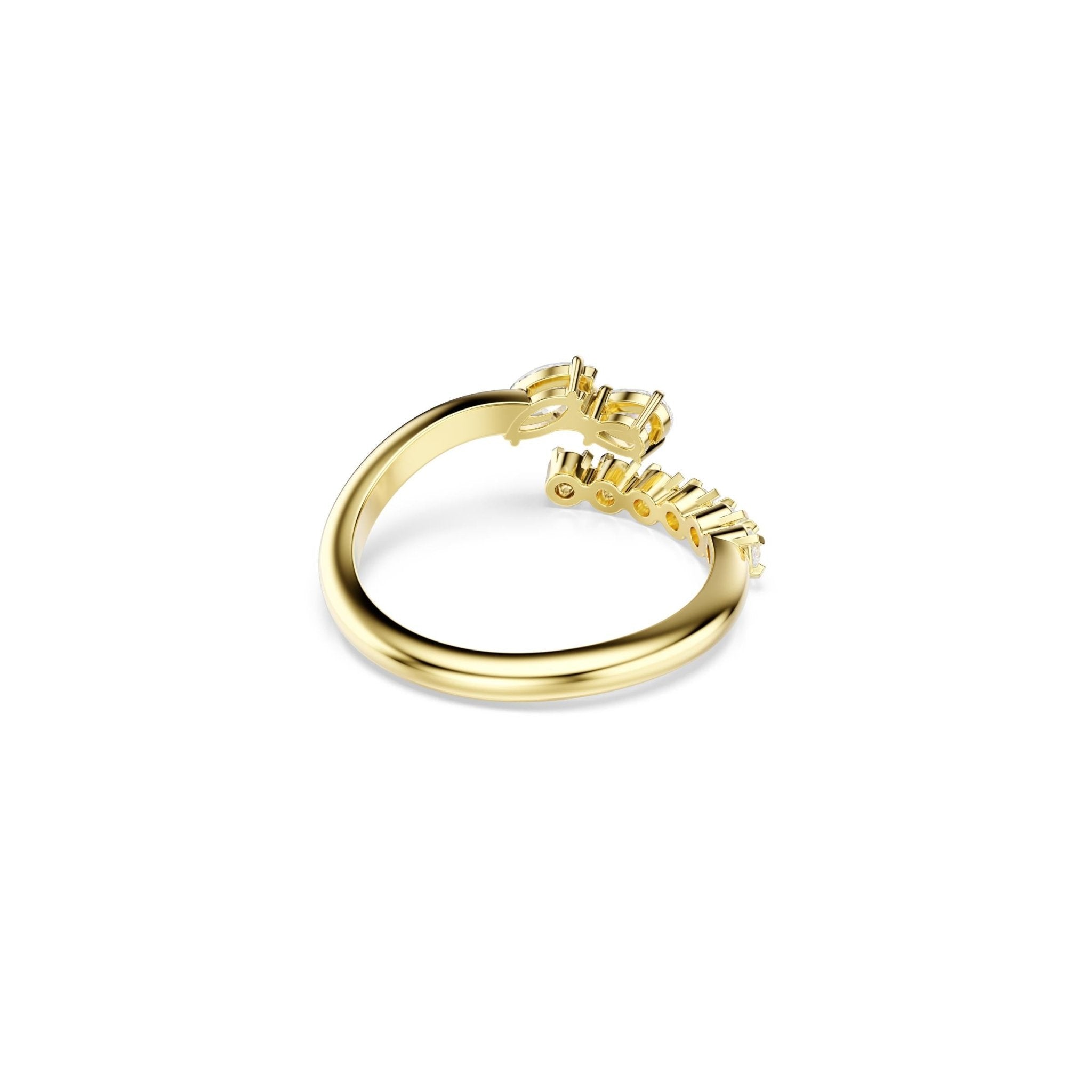 Mesmera open ring, Mixed cuts, White, 18K gold finish -Swarovski