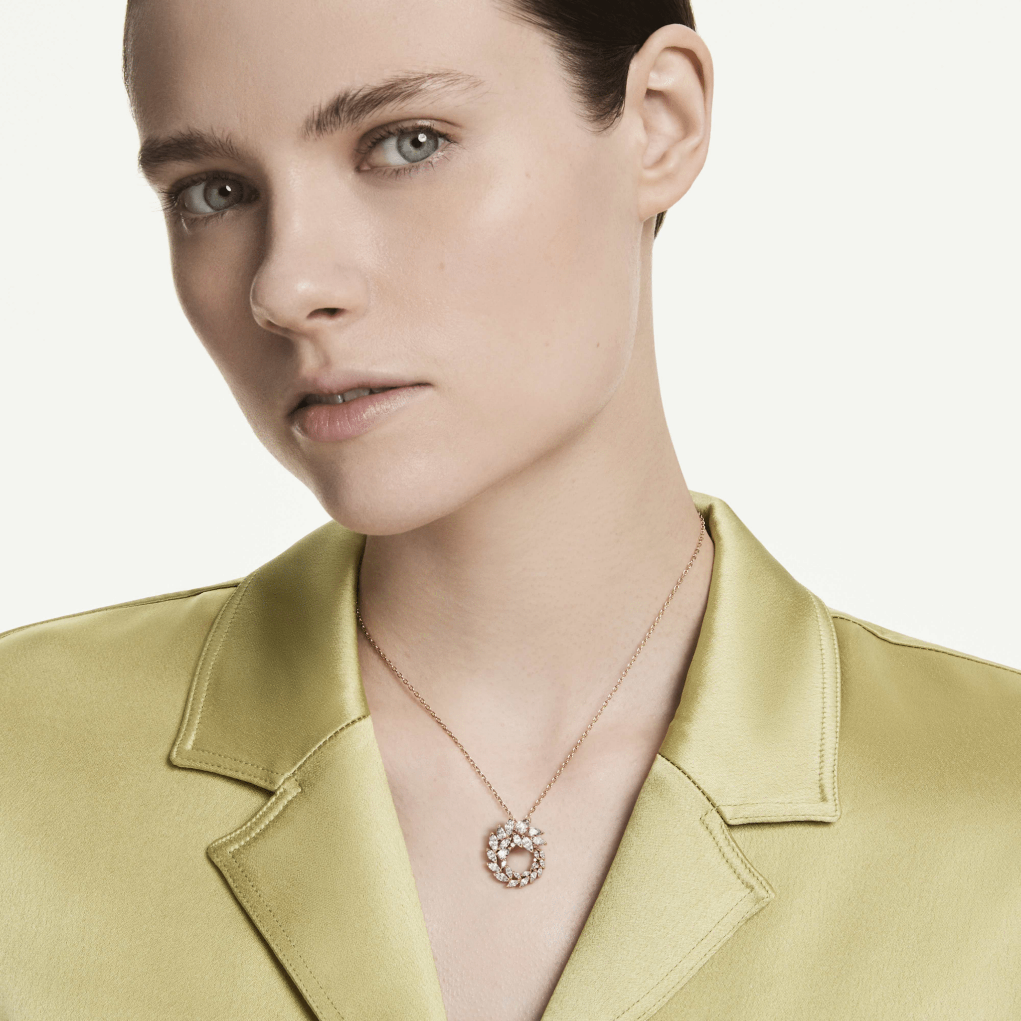 Mesmera pendant, Marquise cut, White, 18K rose gold finish -Swarovski