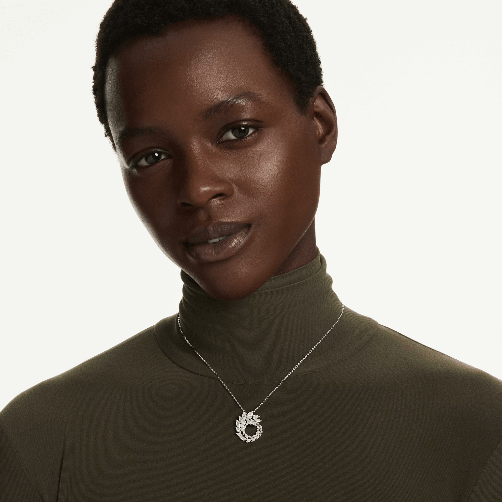 Mesmera pendant, Marquise cut, White, Rhodium plated -Swarovski