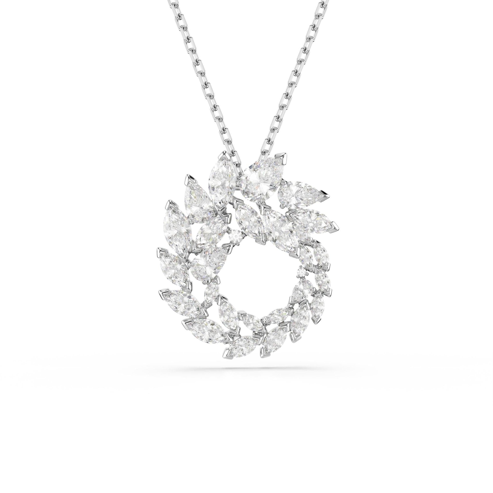 Mesmera pendant, Marquise cut, White, Rhodium plated -Swarovski